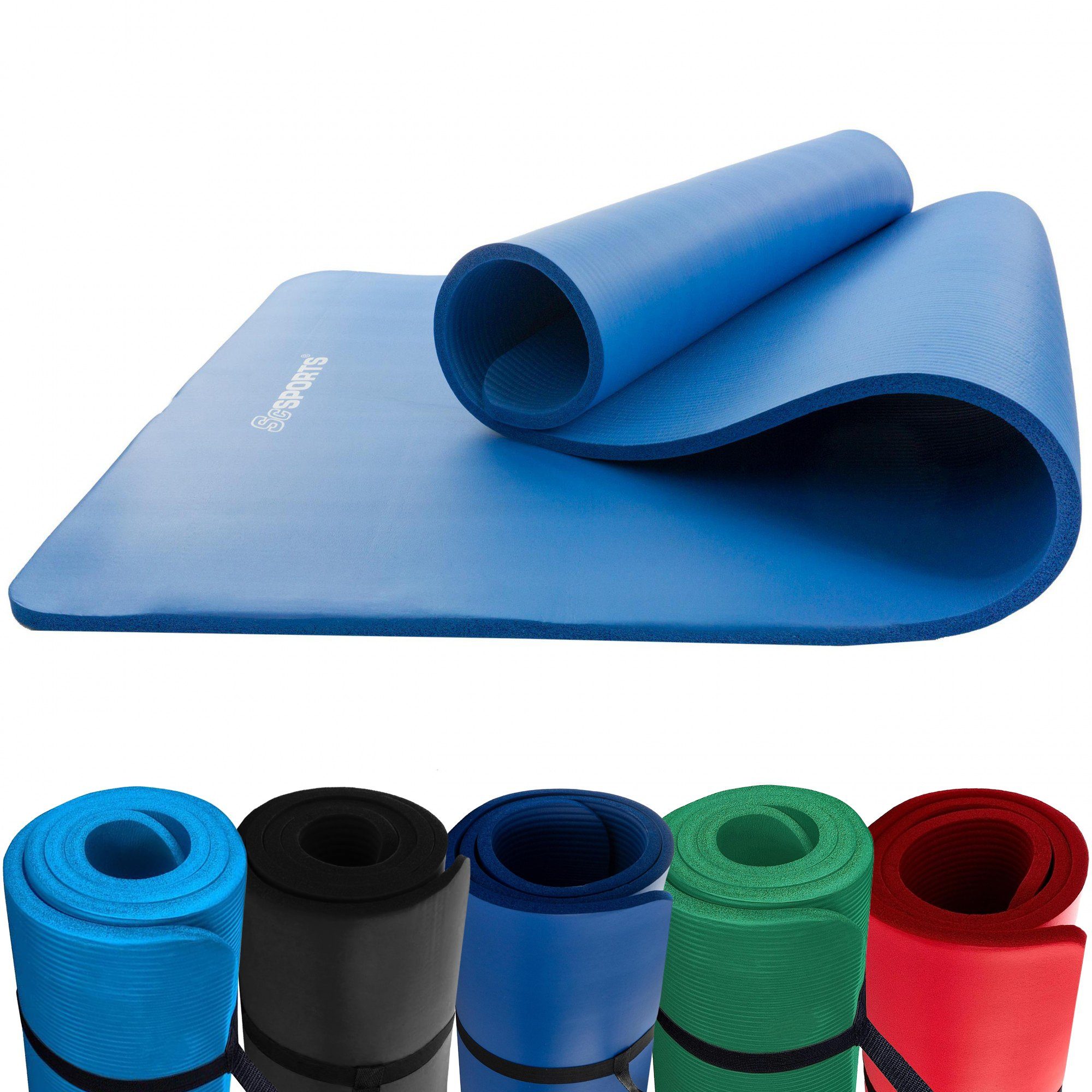 Fitness Dunkelblau Yogamatte Sportmatte Tragegurt Matte ScSPORTS® cm 190x80x1,5 Gymnastik