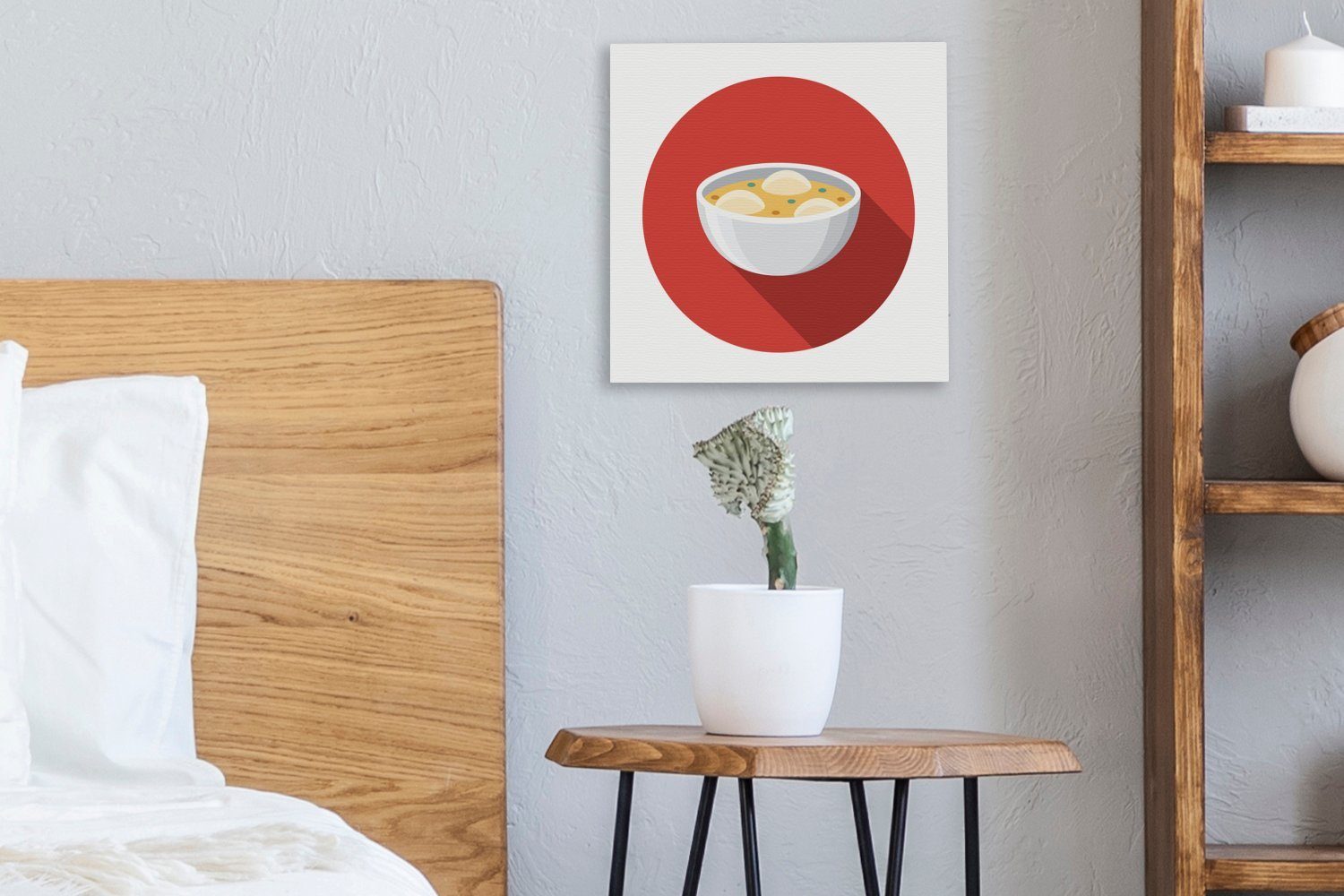 Illustration Leinwand Schlafzimmer (1 Leinwandbild für OneMillionCanvasses® Bilder Hintergrund, Wohnzimmer roten St), von Hühnersuppe mit einem Eine