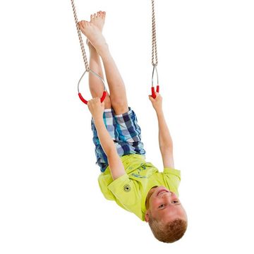 Gartenwelt Riegelsberger Outdoor-Spielzeug Turnringe aus Metall für Kinder Gymnastikringe Seilringe rot bis 70kg