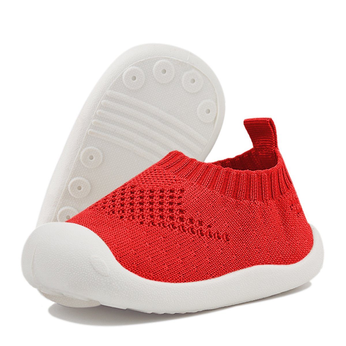 DEBAIJIA Lauflernschuhe Babyschuhe 1-4 Schuhe Sohle Rutschfeste Atmungsaktiv Babystiefel Rot