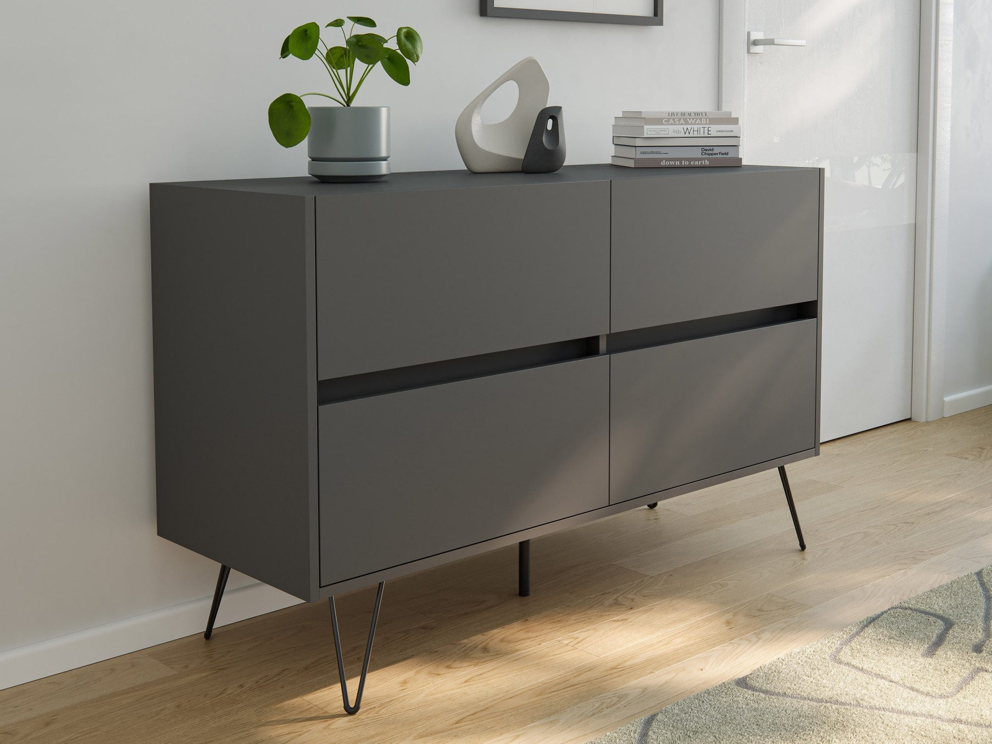 Magnolia Home Sideboard Kommode Dion 120cm 4 SoftClose Schubladen Grafit günstig online kaufen