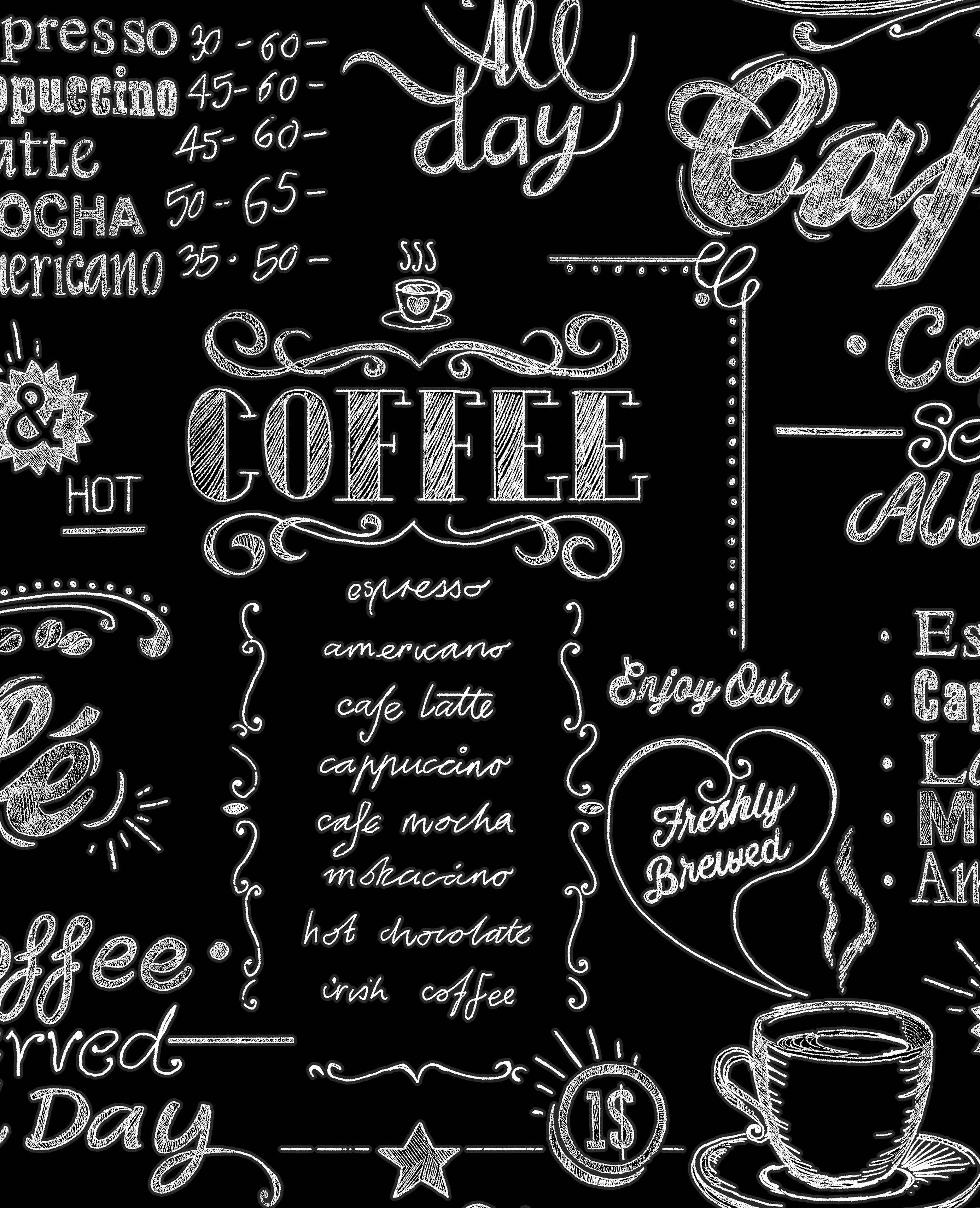 Superfresco Easy Vliestapete Coffee Shop, aufgeschäumt, mit Schrift, Coffee Shop Kaffee 1000x52cm