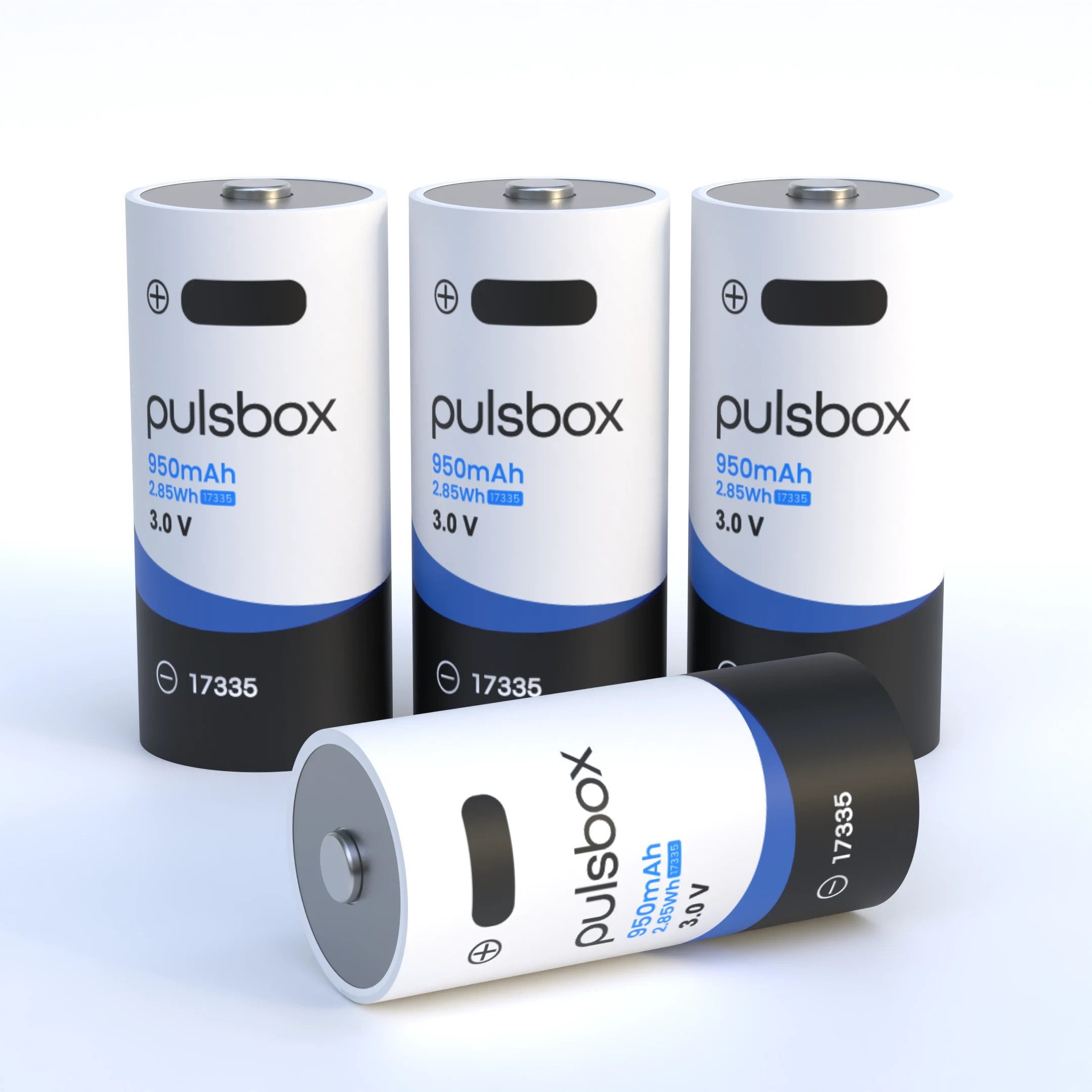 pulsbox RCR123A Akku Li-Ion 3.0V - 3.7V 950mAh USB-C wiederaufladbar Akku, - passend für CR123A 16340 Geräte