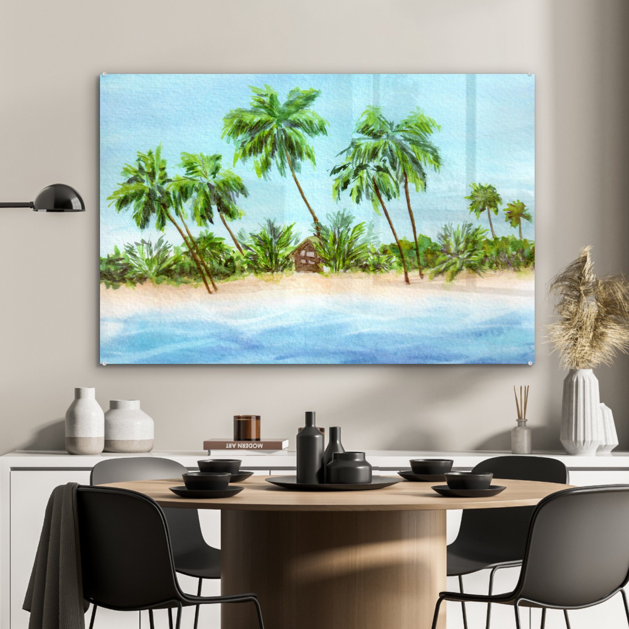 - (1 & Acrylglasbilder Acrylglasbild Palme Schlafzimmer St), - Wohnzimmer Hütte MuchoWow Strand,