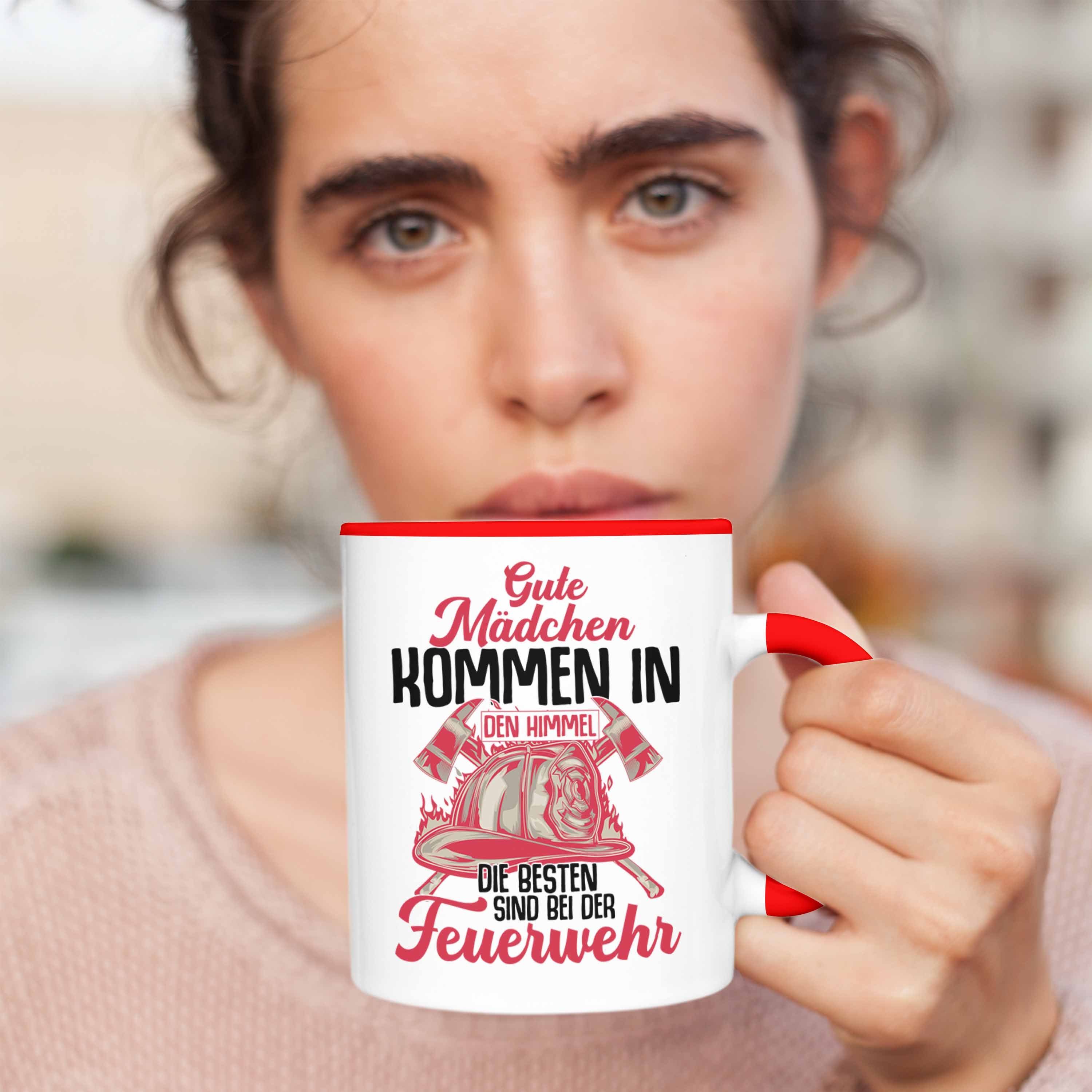 Feuerwehr Feuerwehrfrauen Frau Geschenk Spruch Tasse Trendation Frauen Trendation - Geschenkidee Rot Tasse