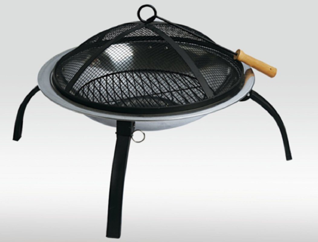 Defactoshop Feuerschale Feuerschale Edelstahl Ø Feuerhaken Grill, Funkenfluggitter 58cm 58cm Ø