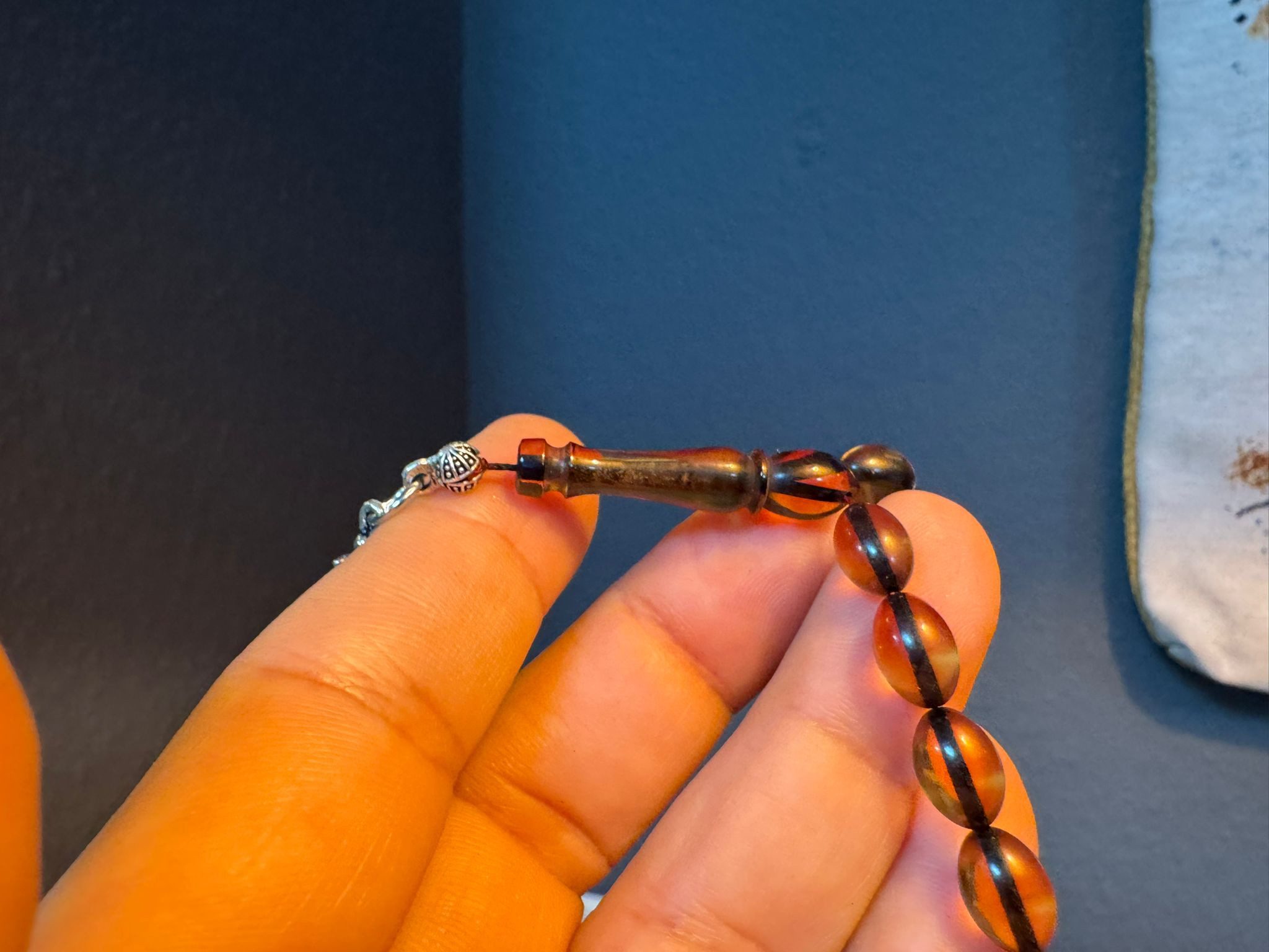 TesbihBid Kettenanhänger Osmanli grüne-schwarze gestreifte Gebetskette (Männergeschenk Vatertag, 33-tlg., Bakalite Subha Ates, Amber Prayerbeads Rosary Faturan), Gebetskette Tesbih Misbaha Tasbeeh