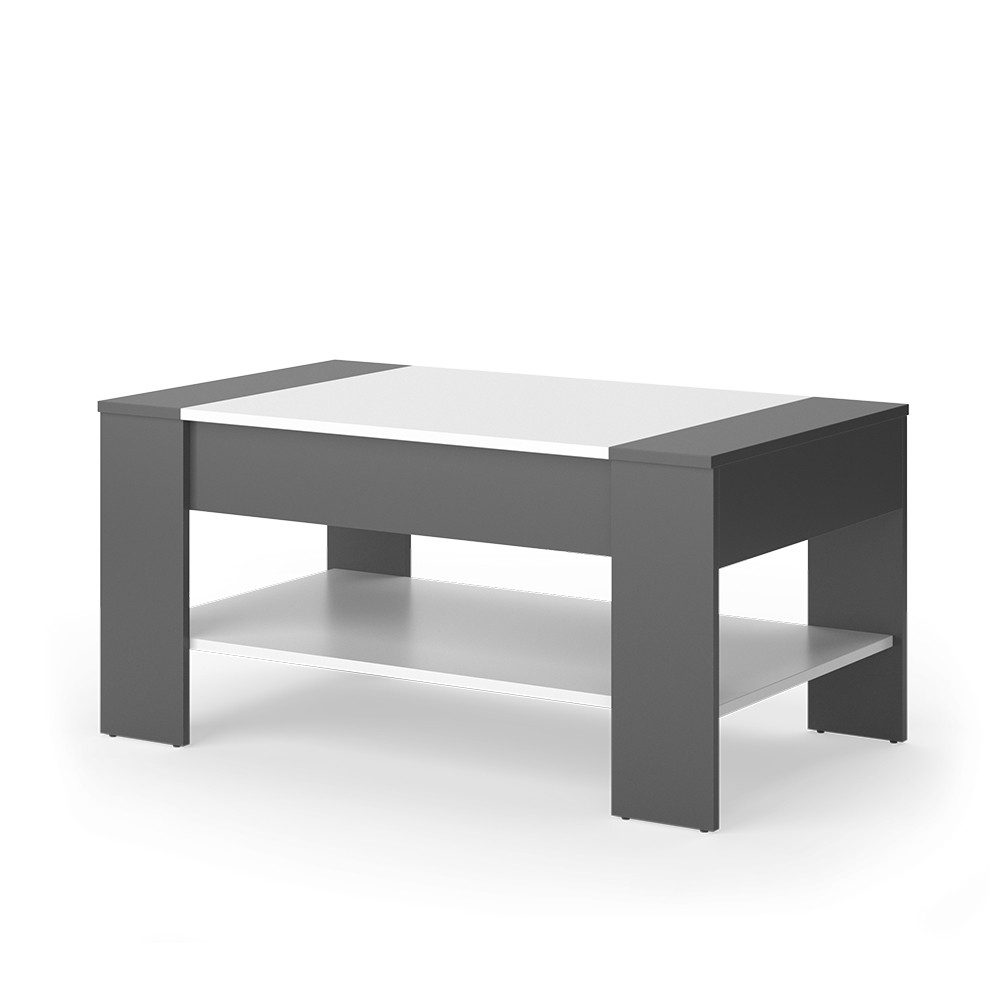 Vicco Couchtisch August, Anthrazit/Weiß, 99.6 x 58.8 cm mit Schublade günstig online kaufen