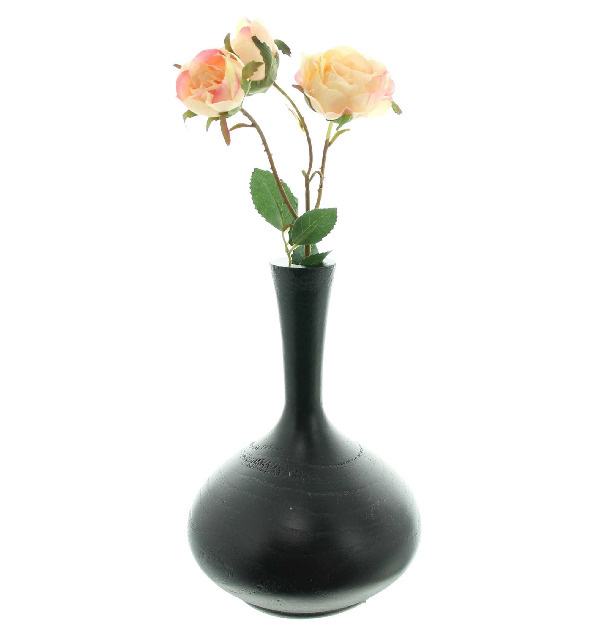 Dekovase "Solifleur" aus Holz, schwarz, Holzvase, Blumenvase, Tischvase, Vase