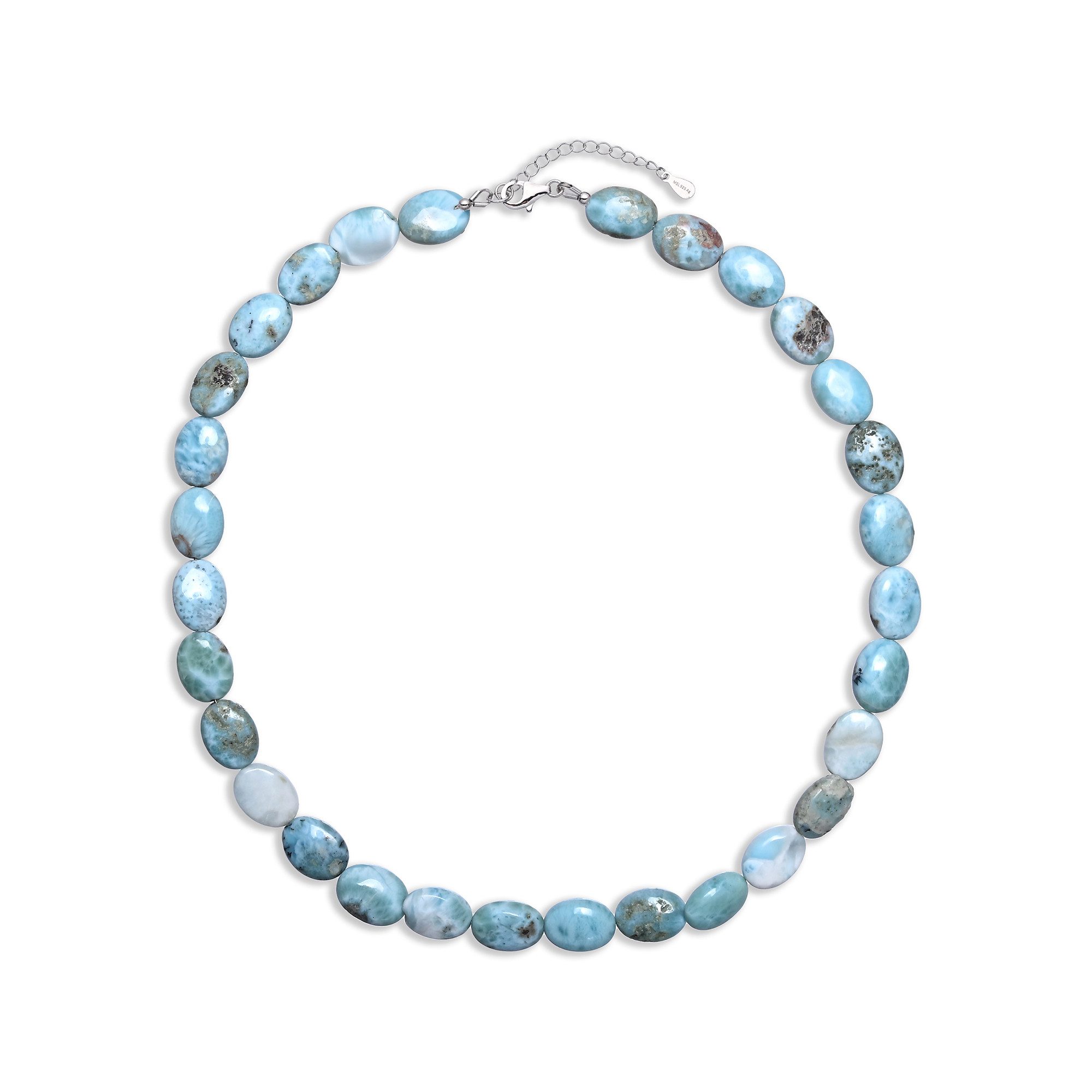 Cavill Silberkette Cavill Larimar 2,20 ct Oval 925 Silber rhodiniert blau mit Karabiner (1-tlg)