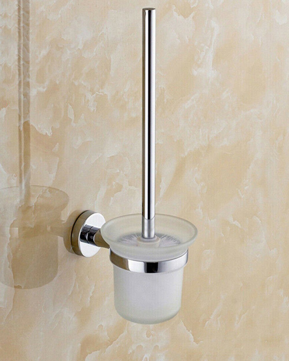 Dekorative WC-Reinigungsbürste Toilettenbürsten, Edelstahl / Glas Bad Wandmontage Bürstenhalte+Bürste, (2-tlg)