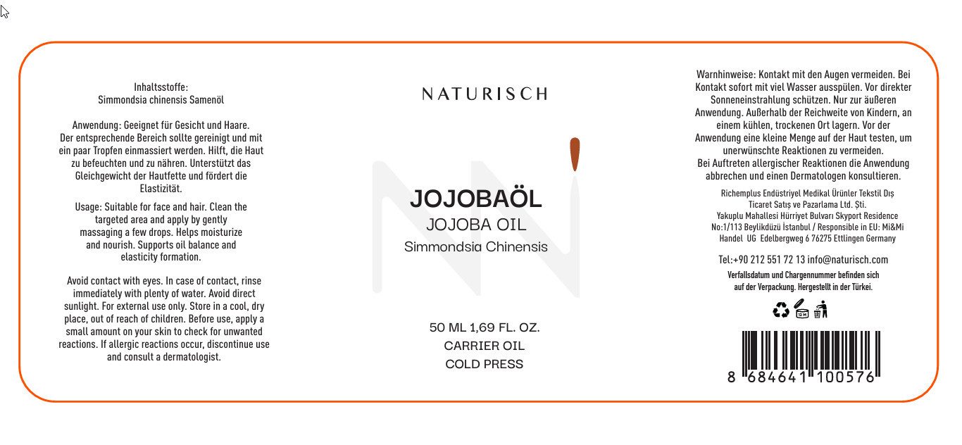 NATURISCH Körperöl Jojobaöl – 100 % naturrein feuchtigkeitsspendend & ausgleichend 50 ml, mit 50 ml Inhalt