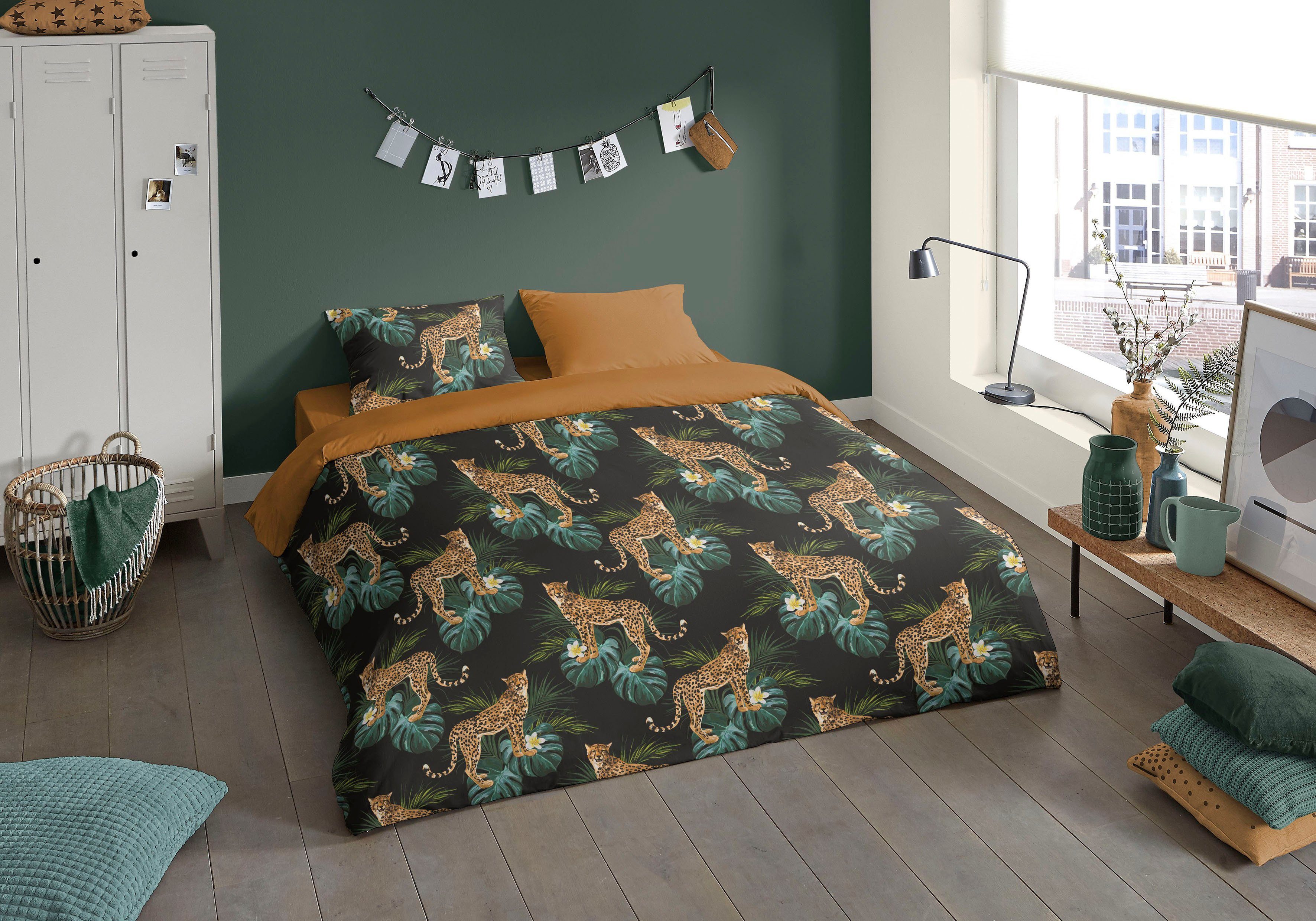 PURE luxury collection Wendebettwäsche Jordan, Renforcé, 2 teilig, Mikrofaser, 135x200, Pflegeleicht, Reißverschluss, Wendeoptik, Leopard