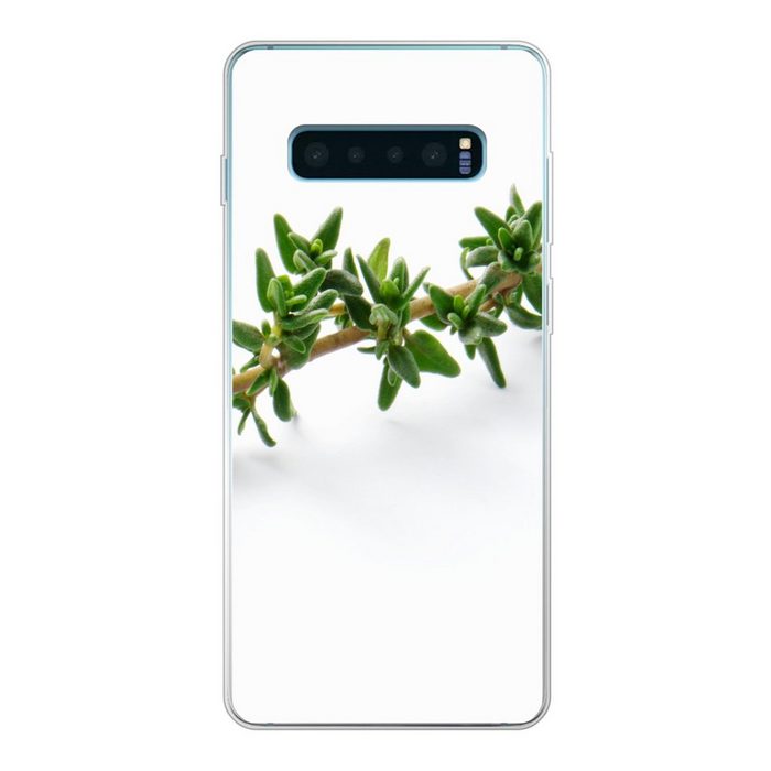 MuchoWow Handyhülle Frisch gepflückter Thymian auf weißem Hintergrund mit leichtem Phone Case Handyhülle Samsung Galaxy S10 Lite Silikon Schutzhülle