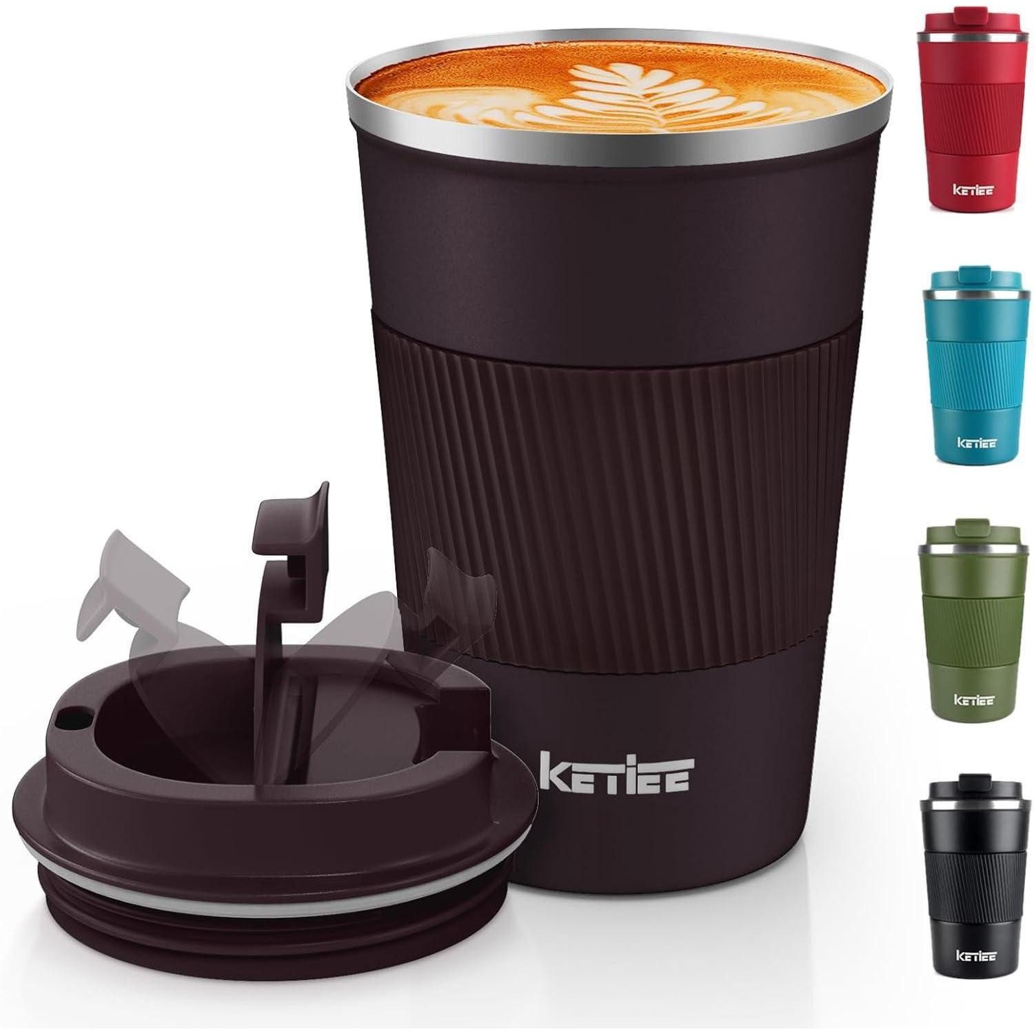 LuxusKollektion Thermobecher Kaffeebecher to go 380ml Thermobecher Doppelwandig Braun