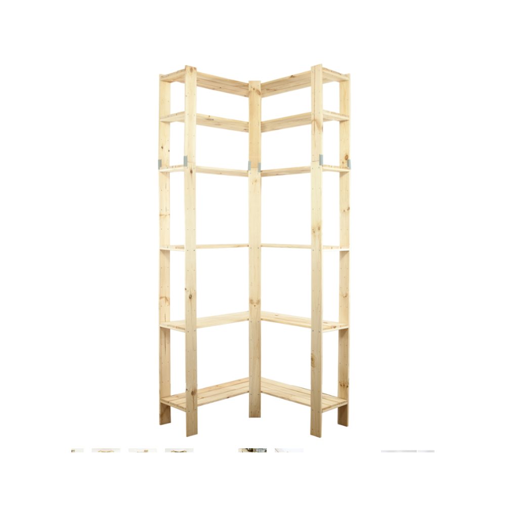 PROREGAL® Eckregal Holzregal Vorratsregal WOODDLAND mit 6 Ebenen Kiefernholz Natur, Lastenregal Kellerregal mit 6 Ebenen 120kg Fachlast & 720kg Gesamtlast