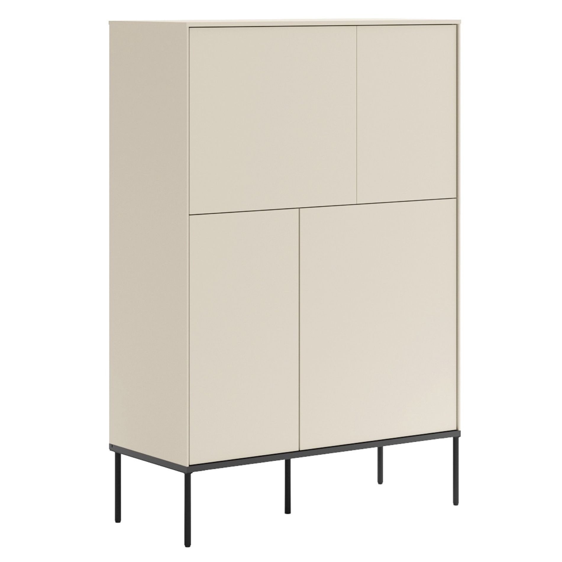 Selsey Highboard BELLEZO, Highboard mit vier Türen, 95 cm hoch, Creme
