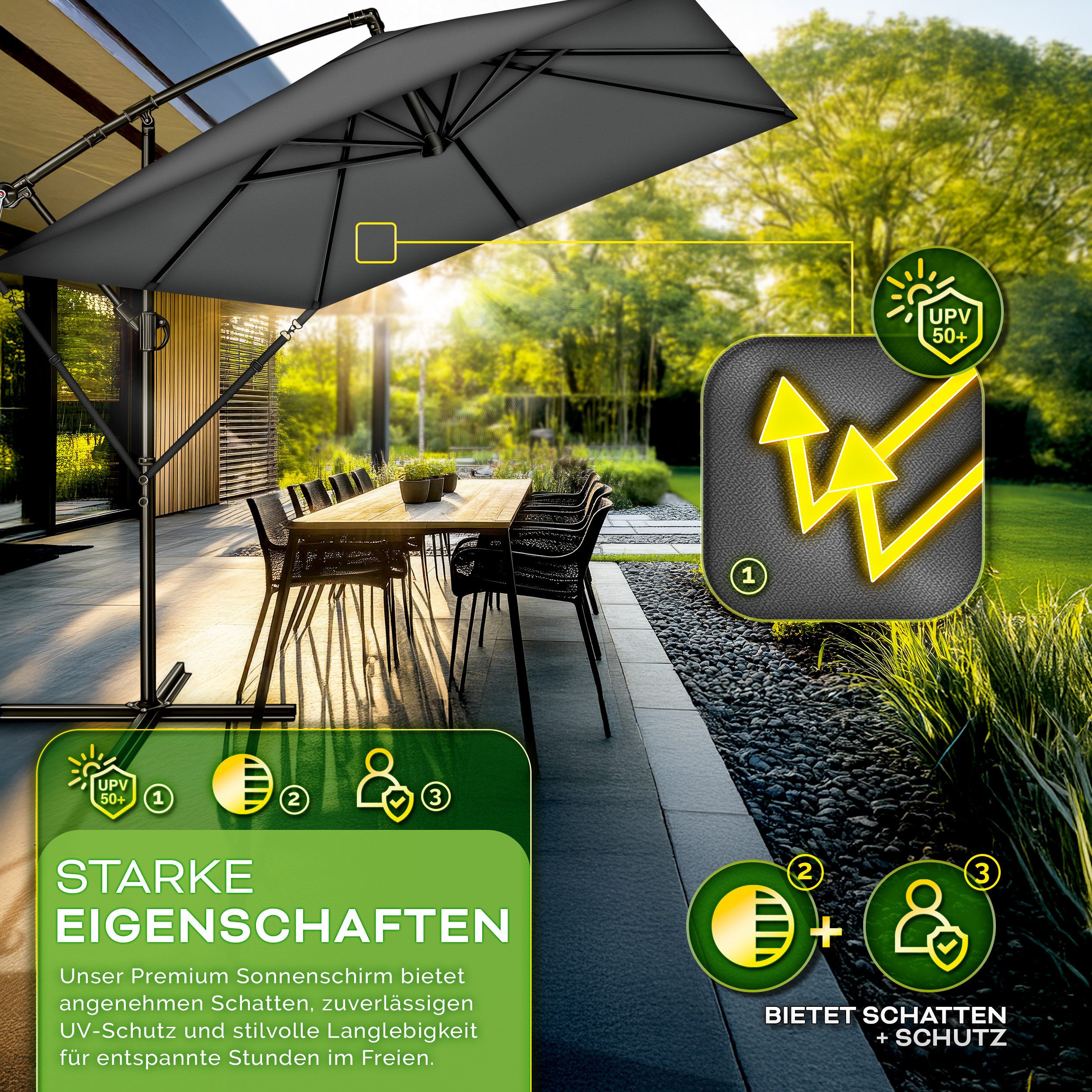 tillvex Sonnenschirm tillvex® Sonnenschirm eckig 235 günstig online kaufen