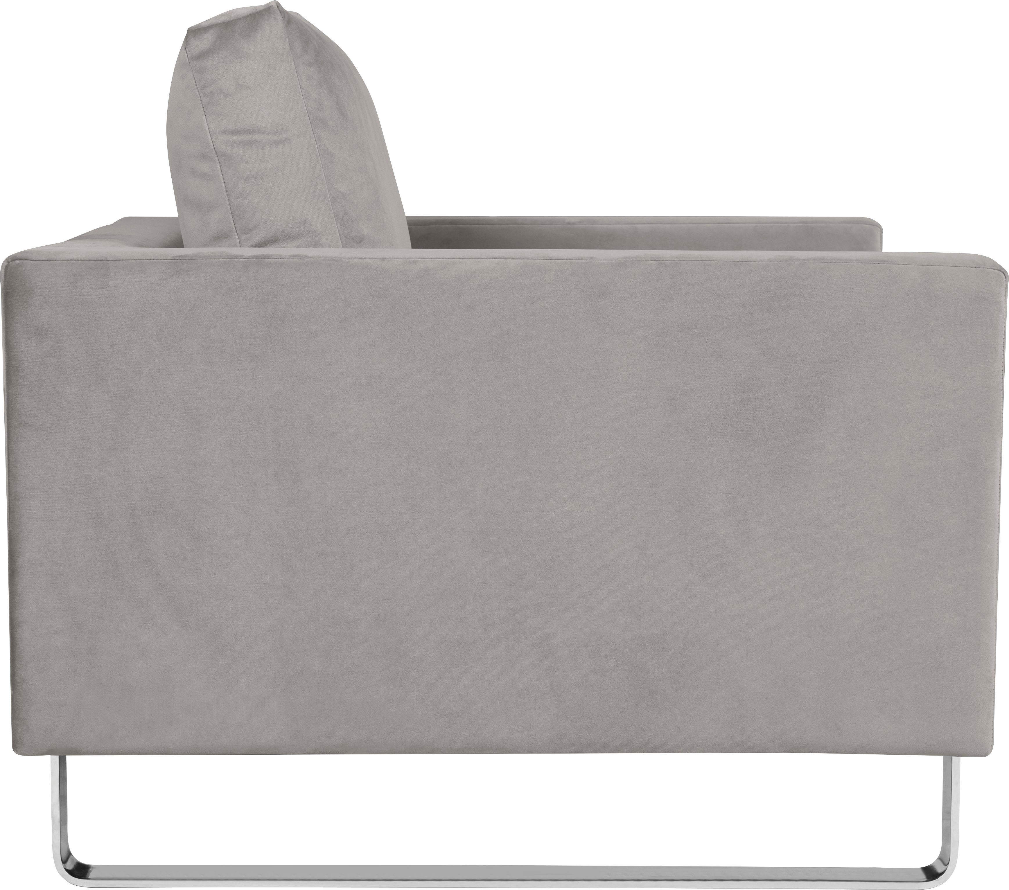 grey mit Gerberei Velina, Alte light Metallkufen Sessel