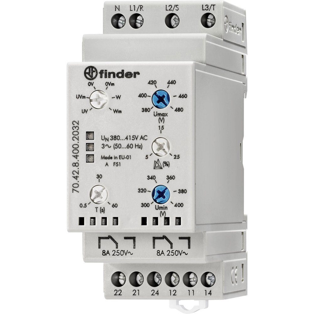 finder Sicherheitsrelais Überwachungsrelais 380 - 415 V/AC 2 Wechsler Finder 70.42.8.400.2032, (70.42.8.400.2032)