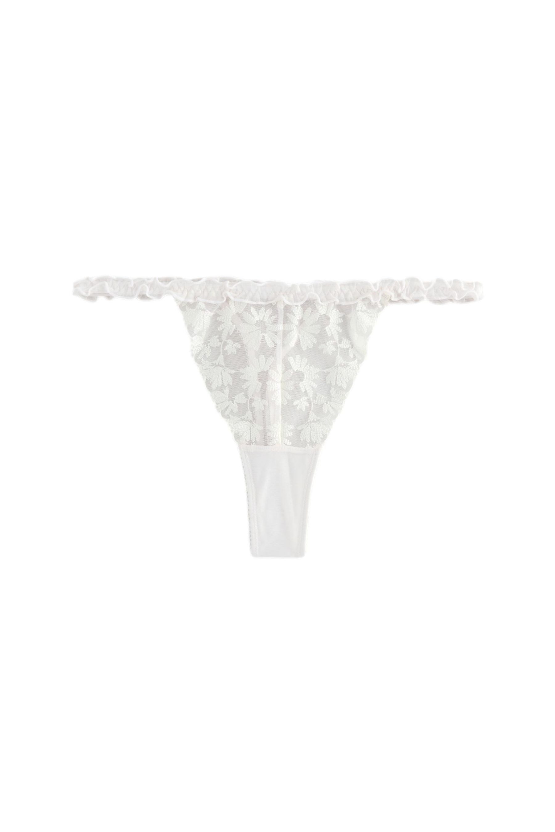 String Spitzenslip mit Blumen-Print, Tanga