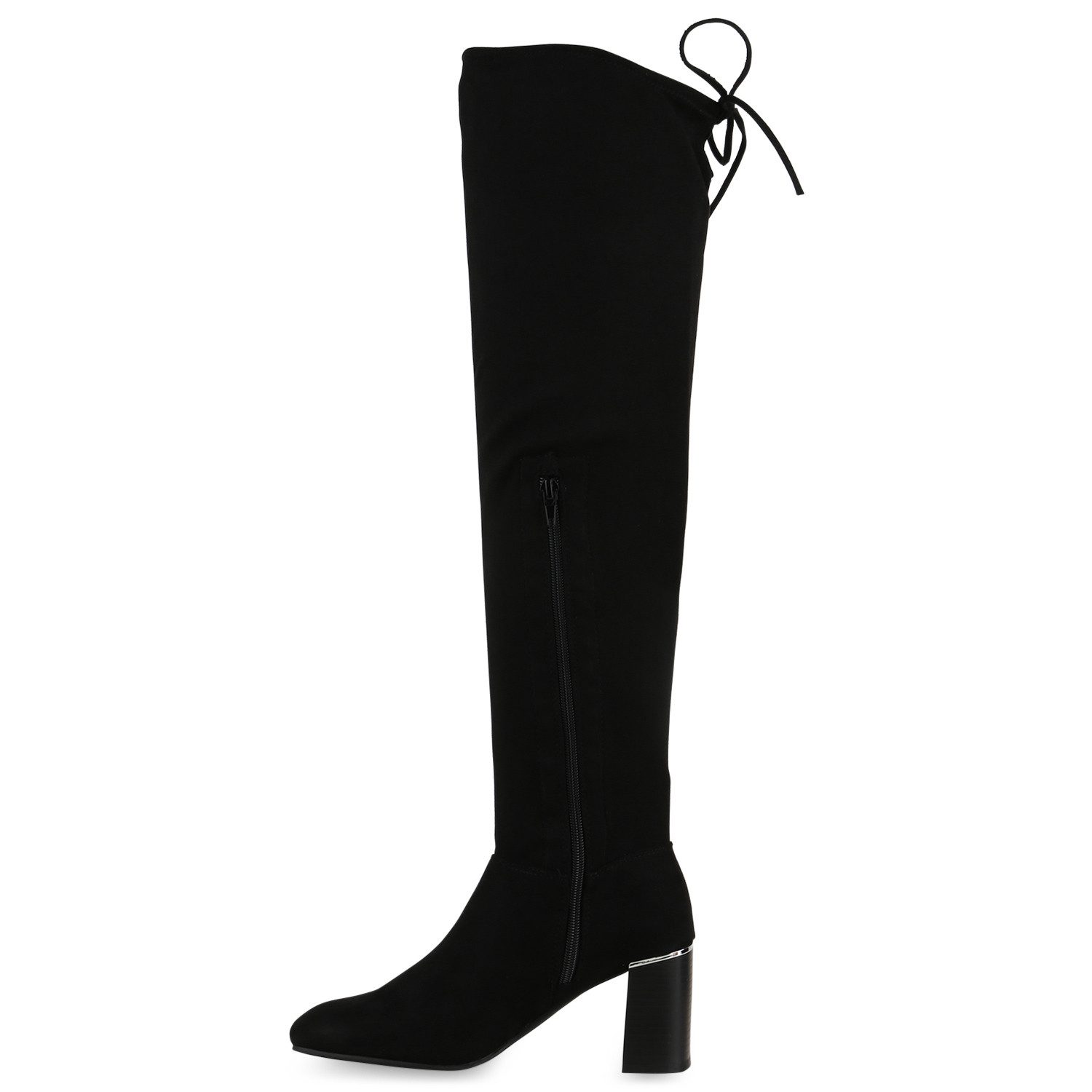 VAN HILL 840522 Overkneestiefel Damen Overknees Stiefel Holzoptikabsatz Lan günstig online kaufen