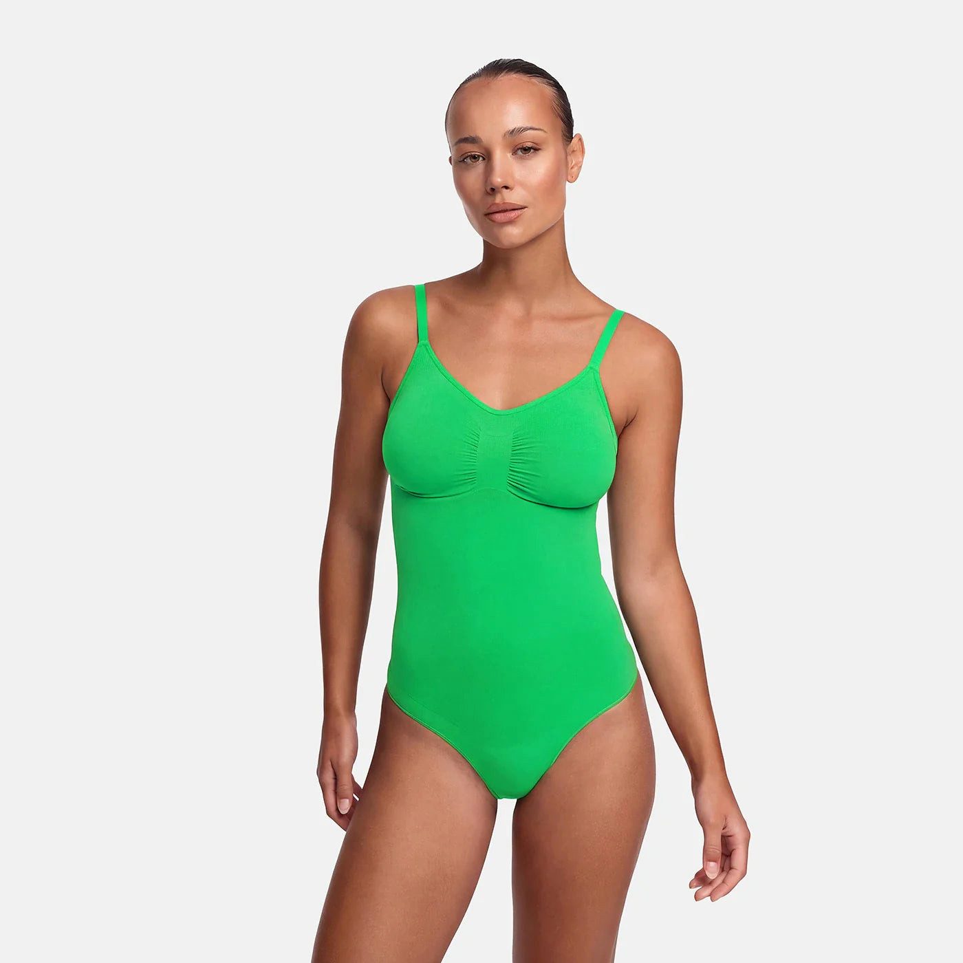 cfab (creamy fabrics) Miederbody Bodysuit Sculpting Shapewear mit String-Poison Green-4XL (1-tlg) Figurformend