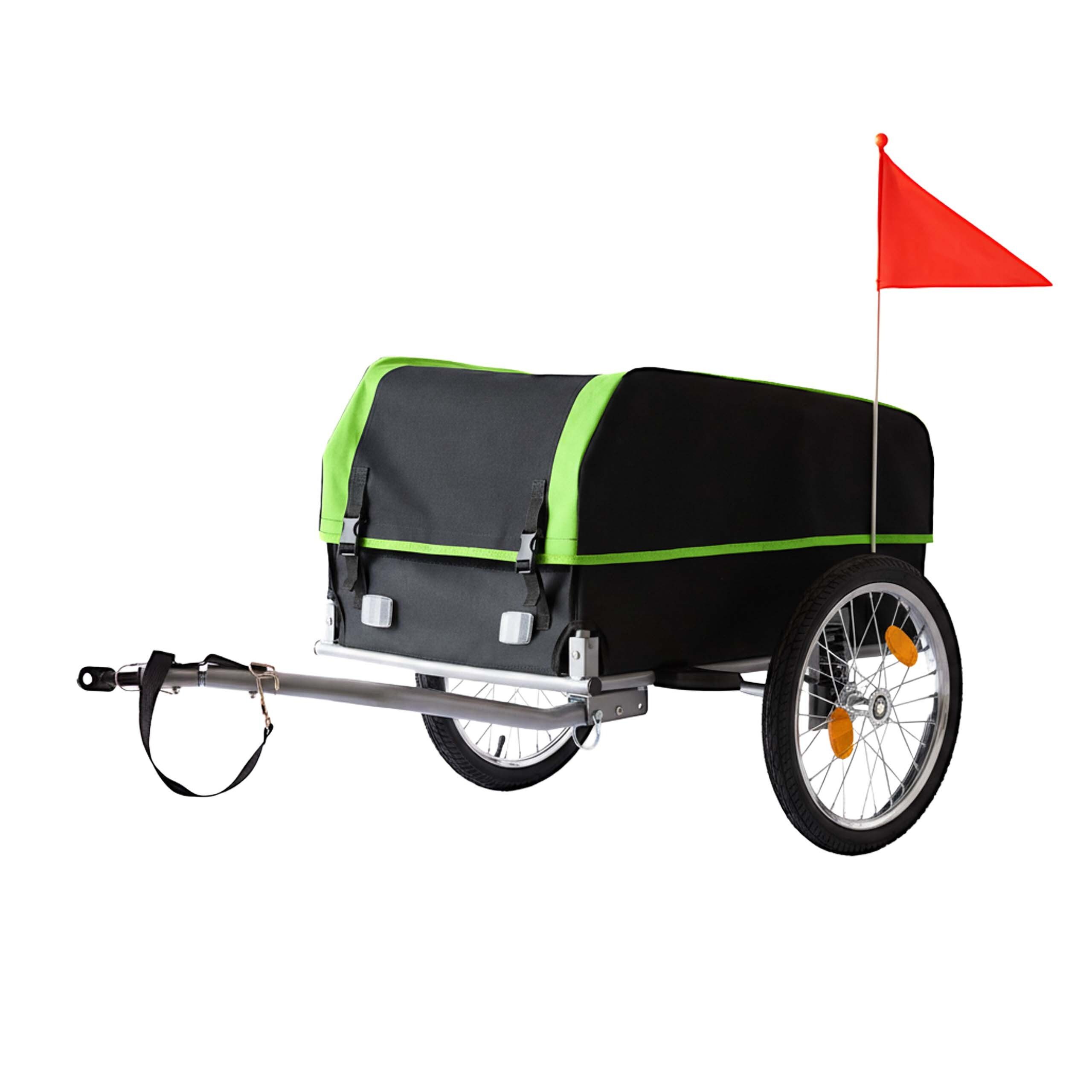 relaxdays Fahrradlastenanhänger Fahrradanhänger Lastenanhänger klappbar, Schwarz-Grün