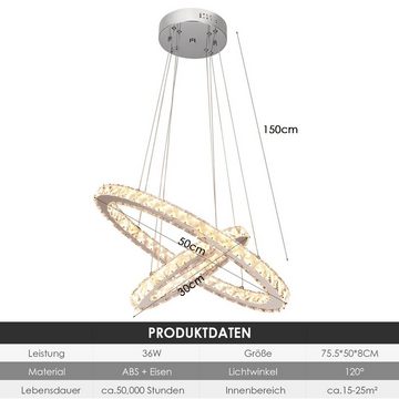 oyajia Deckenleuchte LED Kristall Deckenlampe Dimmbare, Moderne Pendelleuchte Oval Design, LED fest integriert, Höhenverstellbar Kronleuchter Lampe, für Wohnzimmer Schlafzimmer Hotel