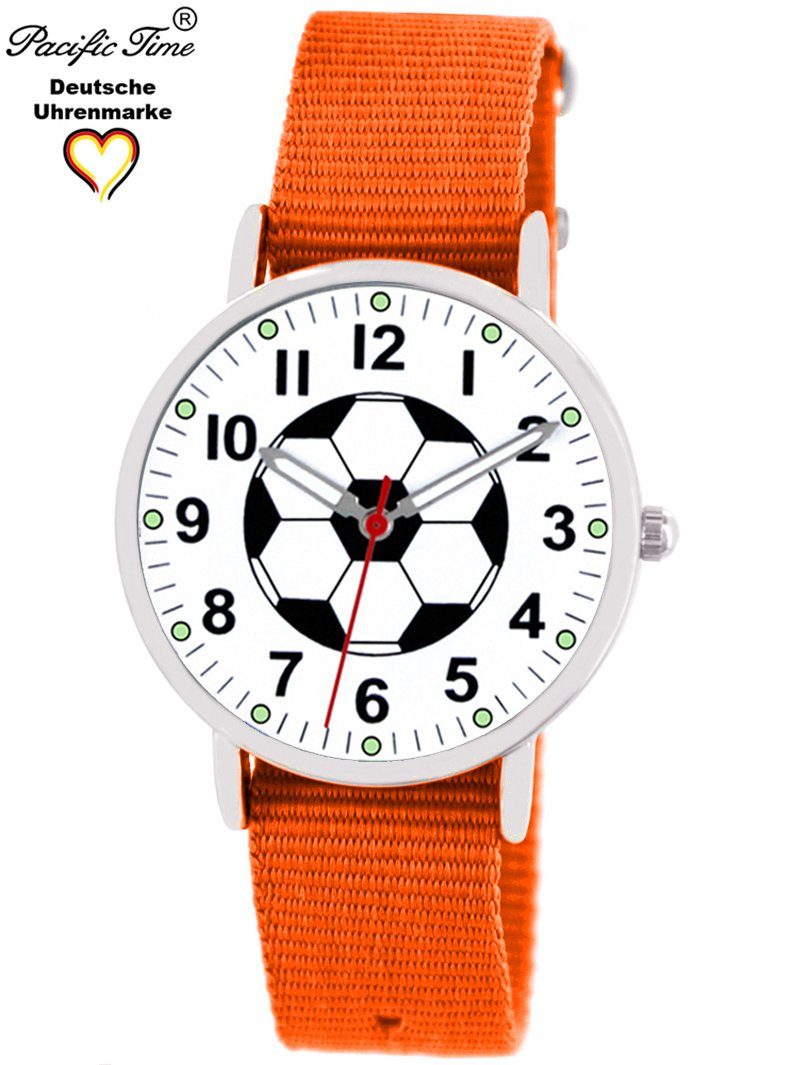 Armbanduhr Kinder Mix und Fußball Design Gratis Match Time Wechselarmband, Quarzuhr orange - Pacific Versand