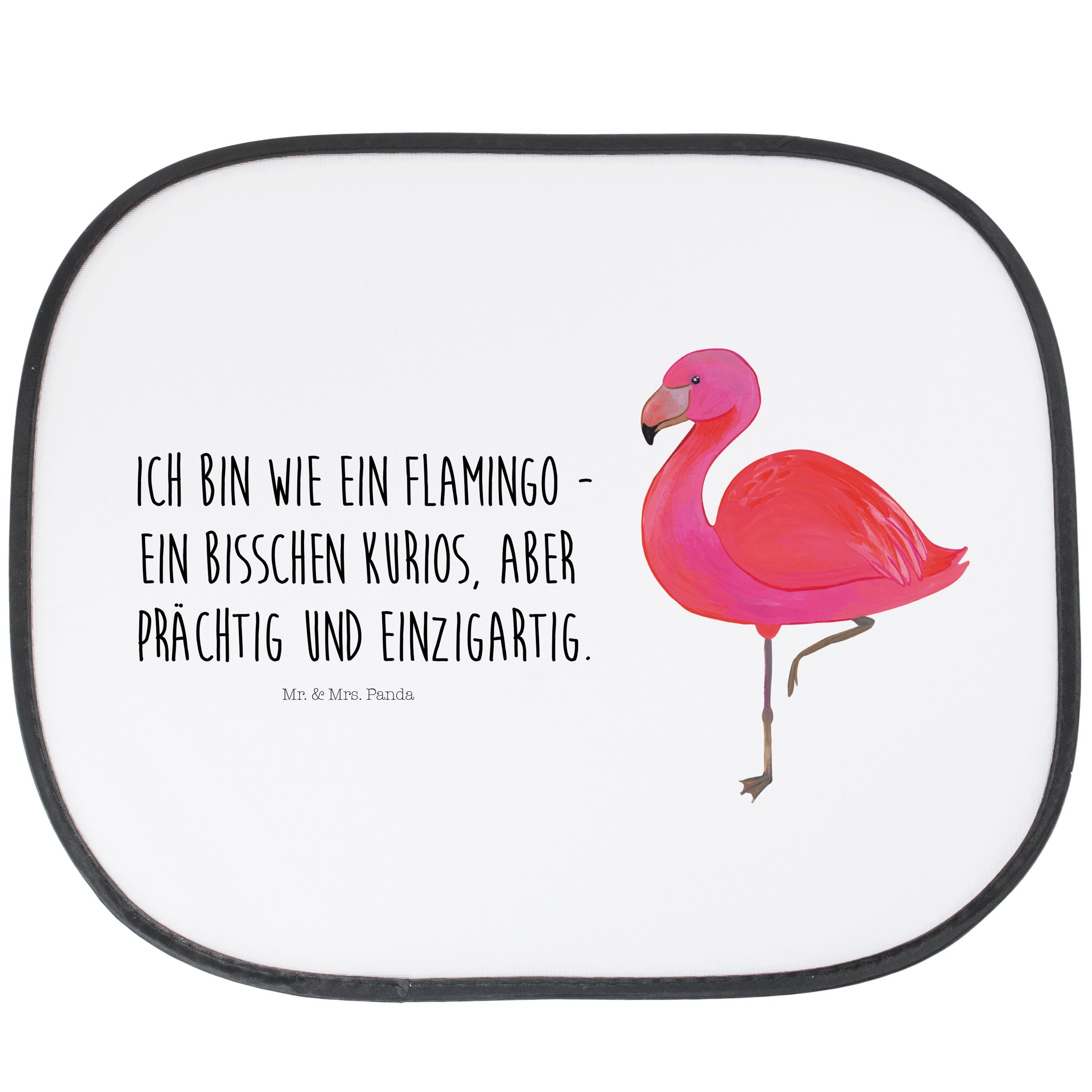 Sonnenschutz Flamingo classic - Weiß - Geschenk, Sonne Auto, Geschwister, stolz, F, Mr. & Mrs. Panda, Seidenmatt