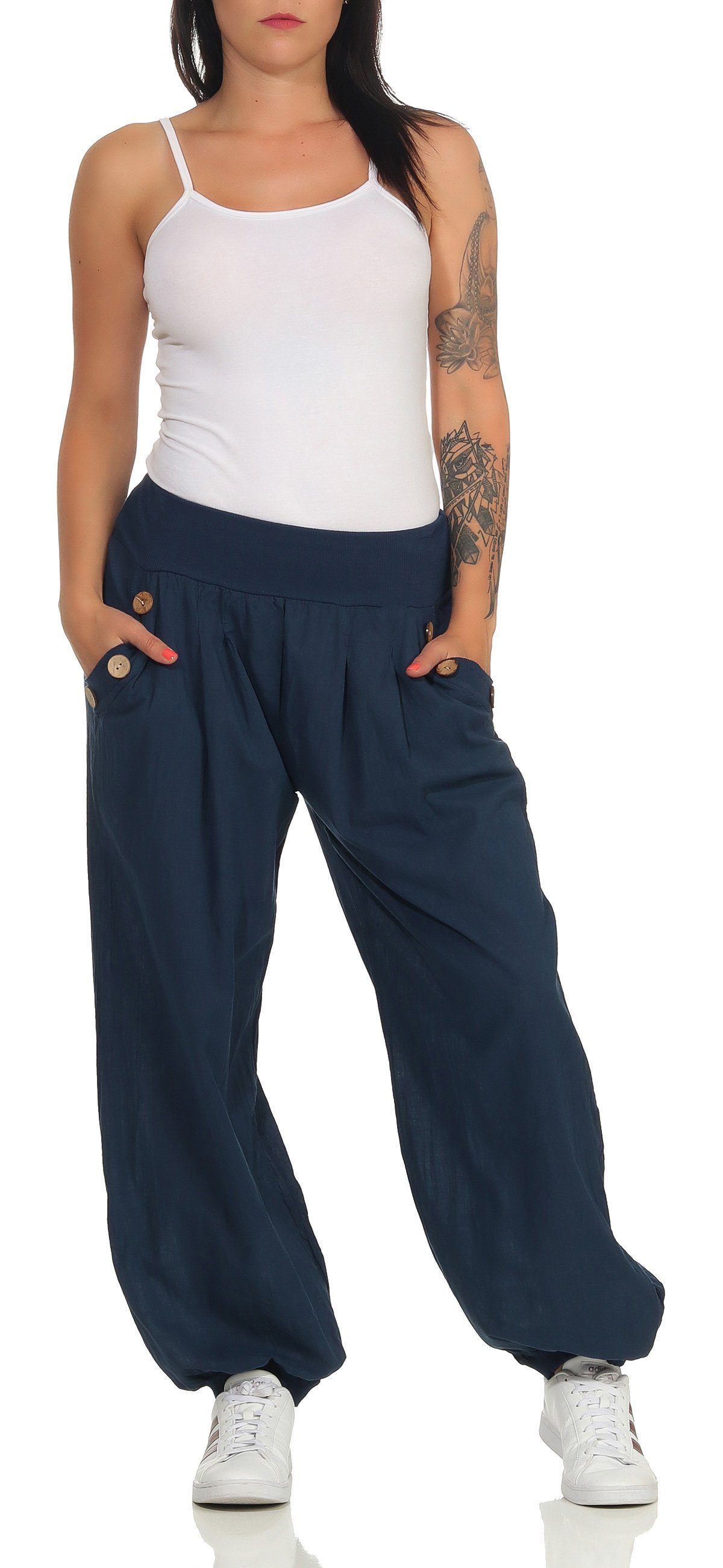 CLEO STYLE Pumphose Damen Sommerhose 401 Dunkelblau günstig online kaufen
