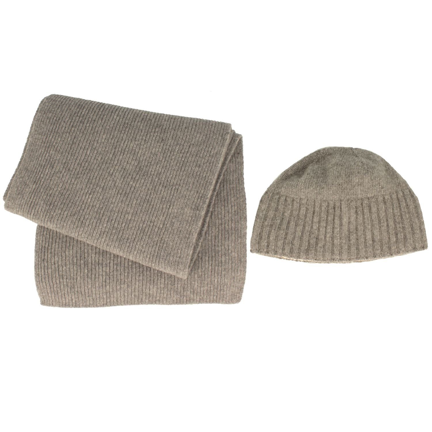 Breiter Strickmütze Strickset Schal & Mütze extra feine Merinowolle