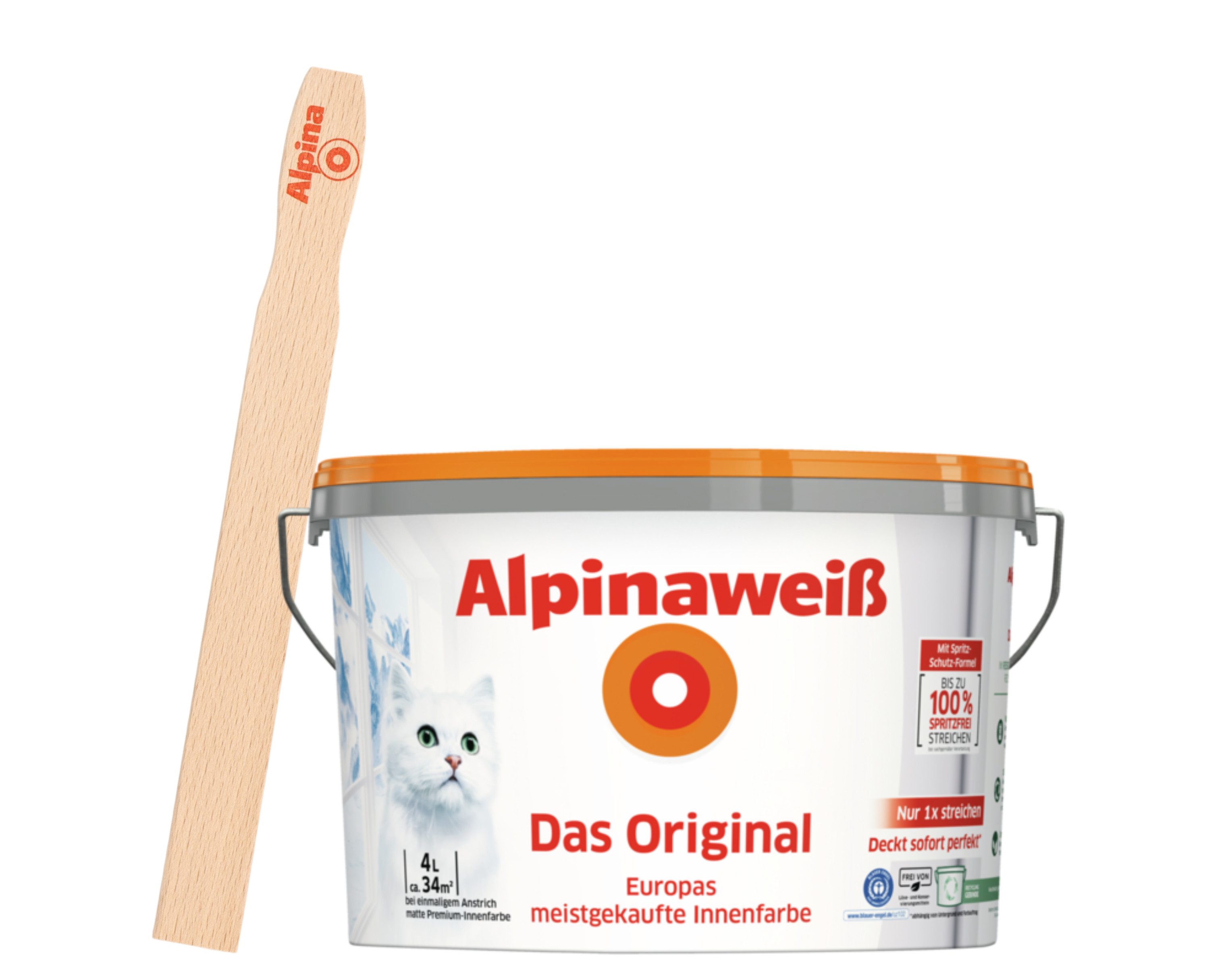Alpina Wandfarbe Alpinaweiß Das Original mit gratis Rührstab