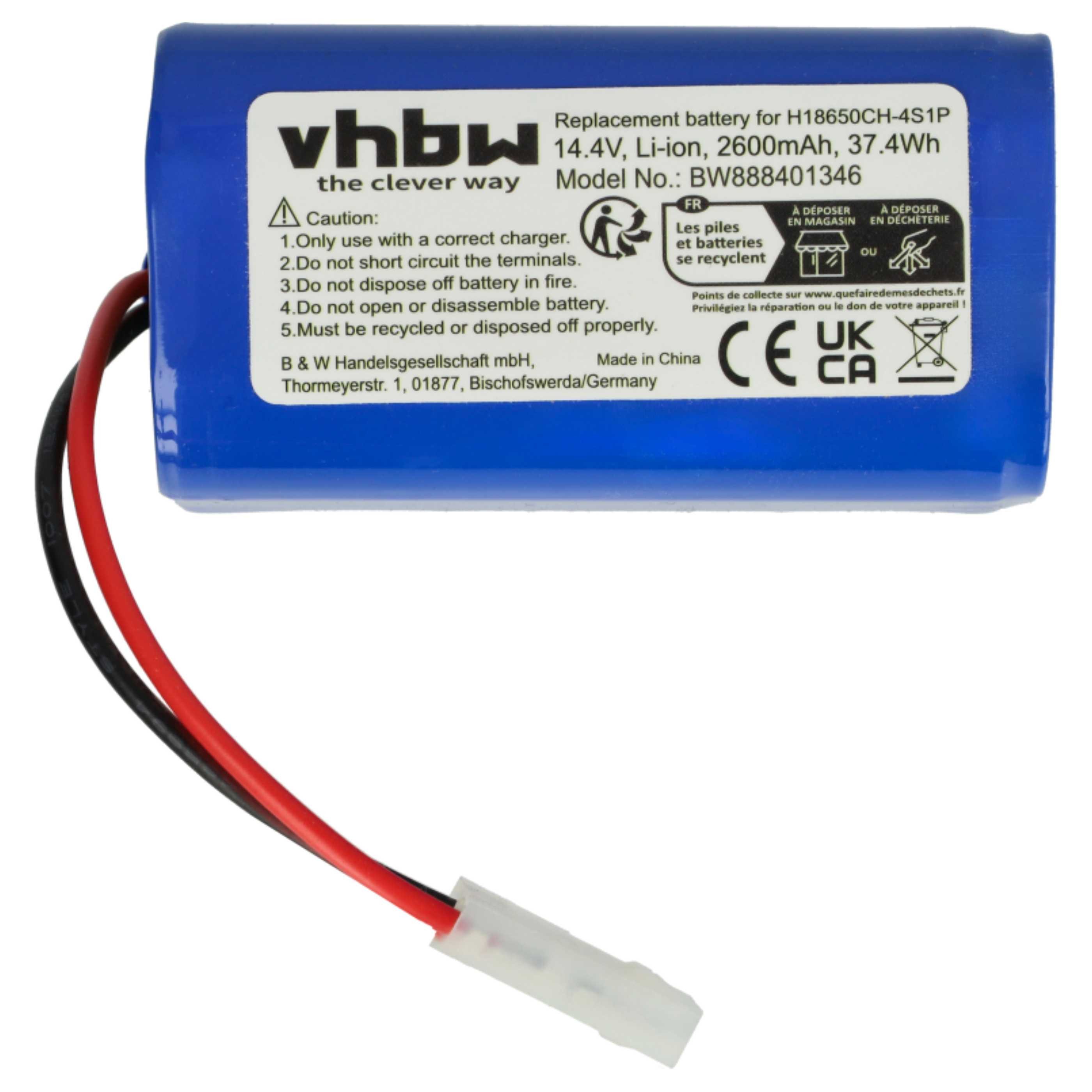vhbw Akku passend für Xiaomi Robot Vacuum E12, SKV4136GL, Mi Robot Vacuum Staubsauger-Akku Akku Li-Ion 2600 mAh (14,4 V, 1 St), Leistungsfähiger Austausch-Akku für Ihren Saugroboter