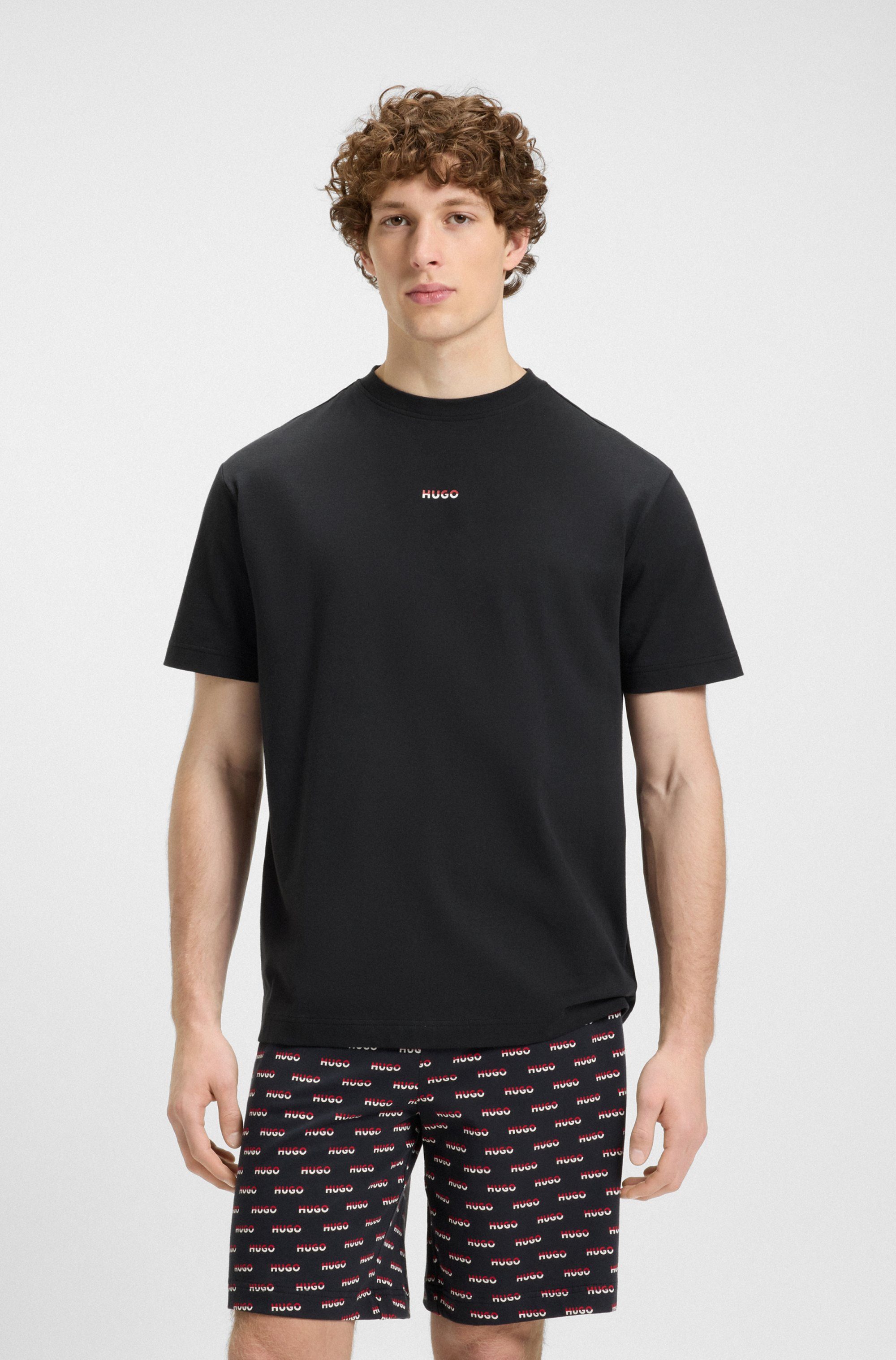 HUGO Pyjamaoberteil SPLIT LOGO mit zweifarbigen Logo günstig online kaufen