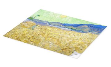 Posterlounge Wandfolie Vincent van Gogh, Weizenfeld mit Schnitter bei aufgehender Sonne, Wohnzimmer Malerei