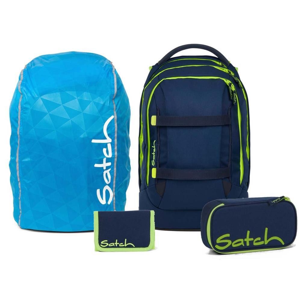Satch Schulrucksack Pack (4tlg., inkl. Schlamperbox, Regenhülle und Geldbörse)