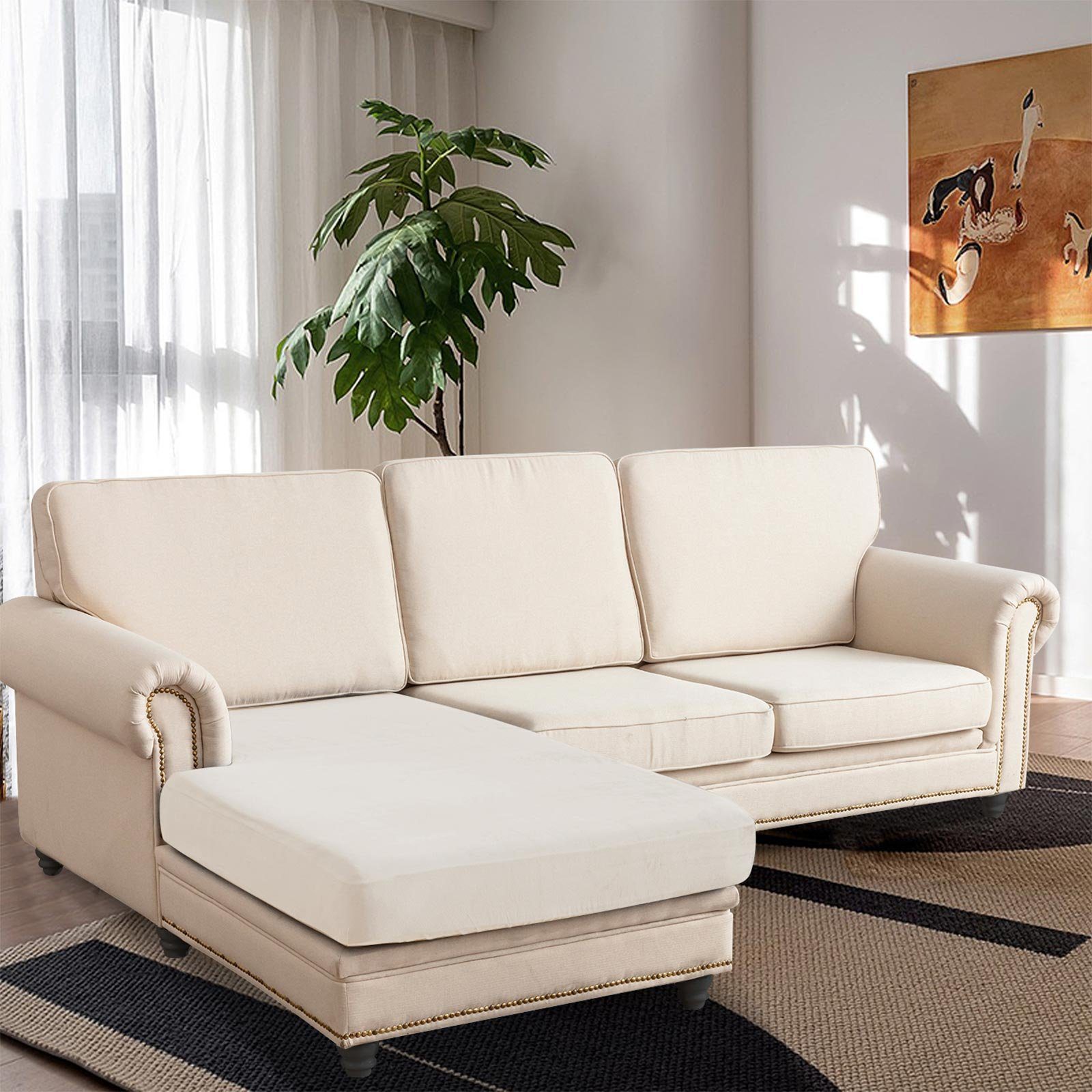 BTTO Sofabezug Sofa überzug,Samt Sofabezug Futonbezug,Stretch Couch überzug, Dicke Sofahusse L Form,Sofa Abdeckung Slipcover,3/4 sitzer