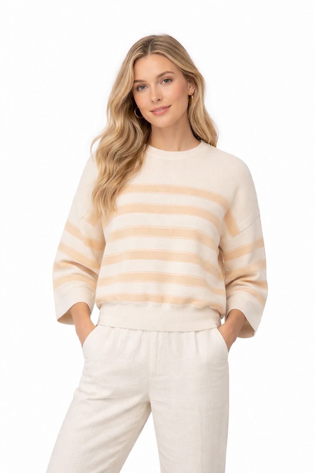 YAYA Rundhalspullover Strickpullover mit Streifen