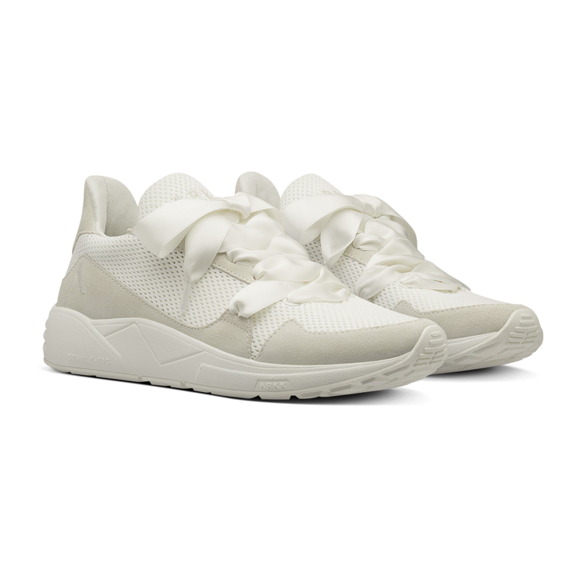 ARKK Copenhagen Serinin Mesh S-E15 Satin aus Sneaker Doppelschnürsenkel White Off