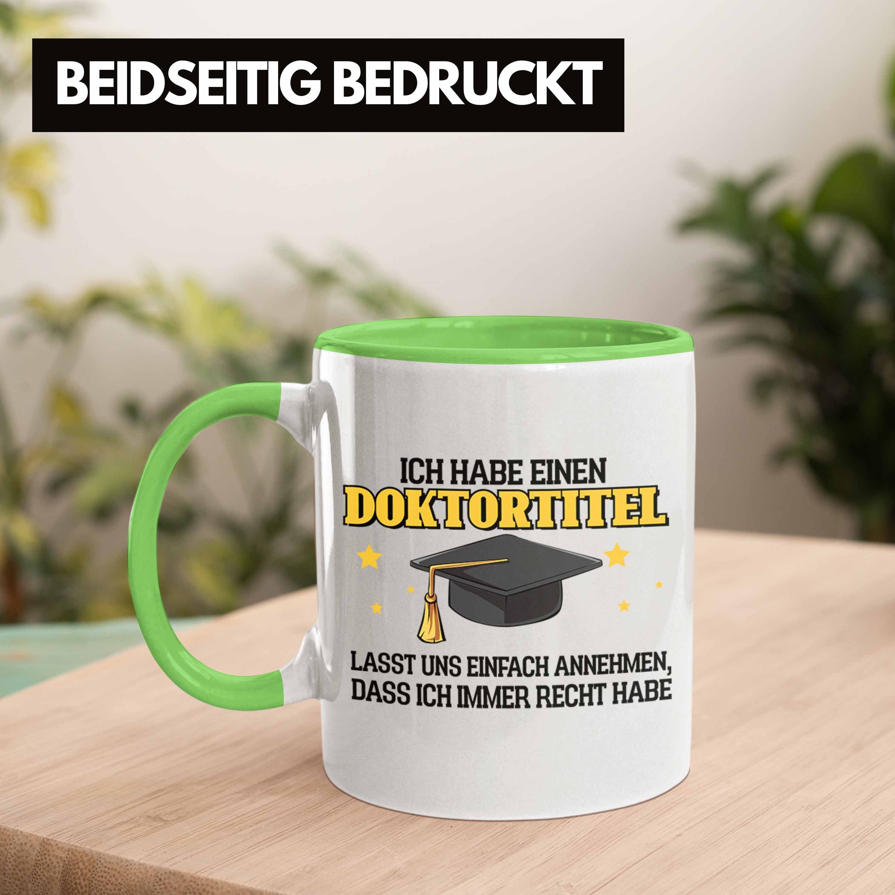 Doktortitel Prüfung Tasse Grün Lustige Tasse Bestandene Bestanden- Trendation Geschenk