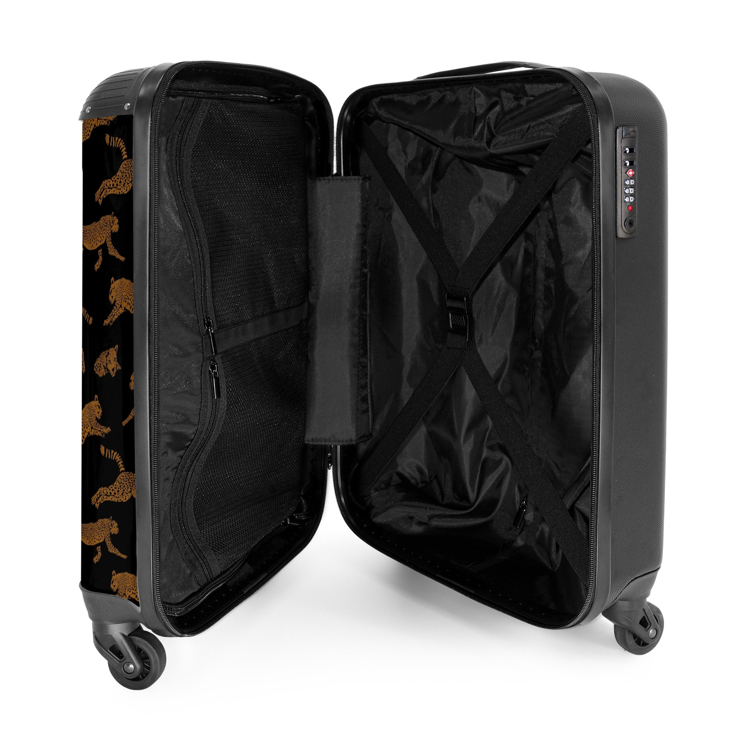NoBoringSuitcases.com© Hartschalen-Trolley Schwarz mit Panthern 55x35x20cm, Handgepäck Koffer & Trolleys, Luggage, Reisekoffer Frauen – Bild 4 von 5