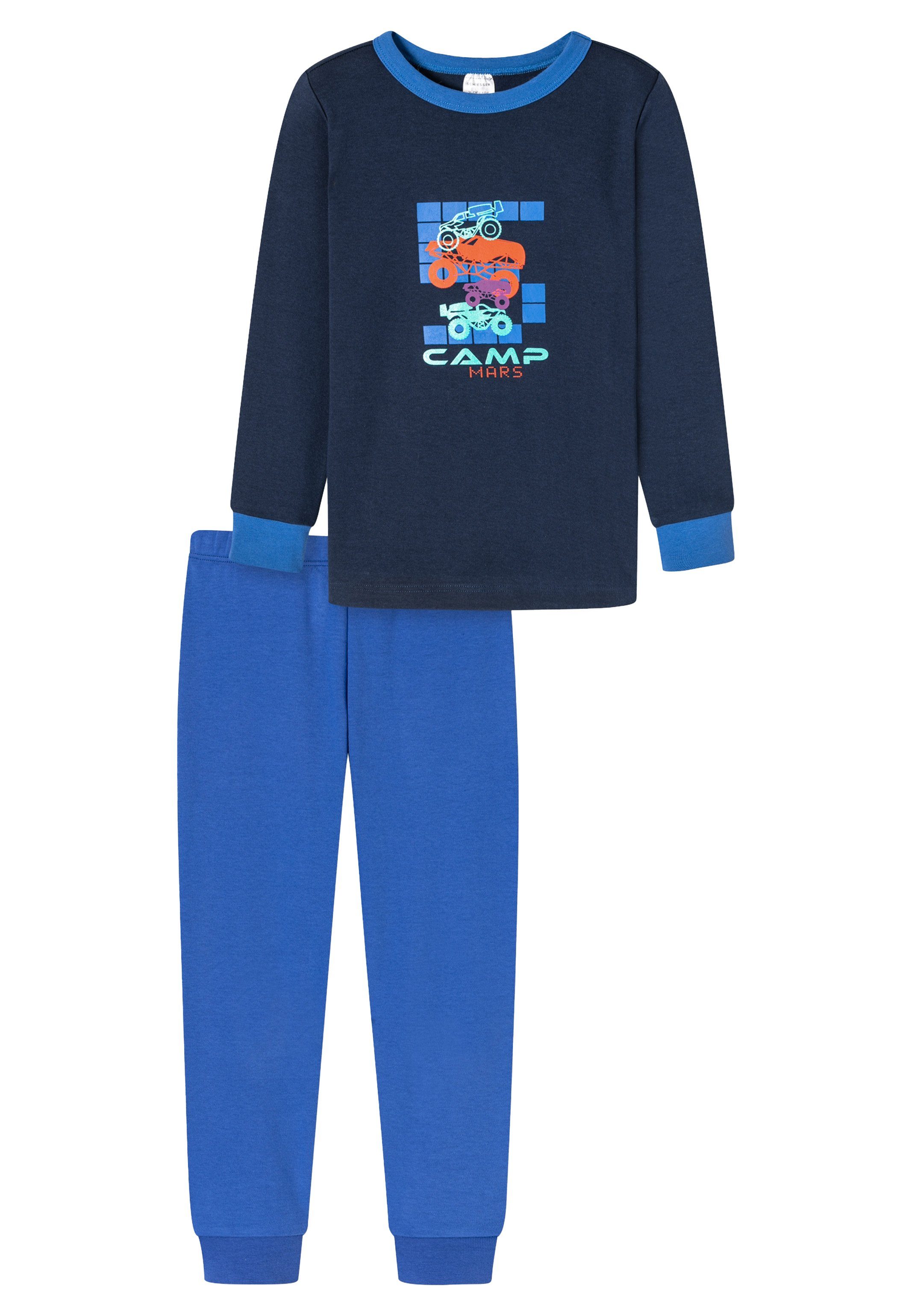 Schiesser Armen (Set, World Beinen 2 - tlg) Komfortable und an Boys Cotton Organic Bündchen - Schlafanzug Baumwolle Pyjama