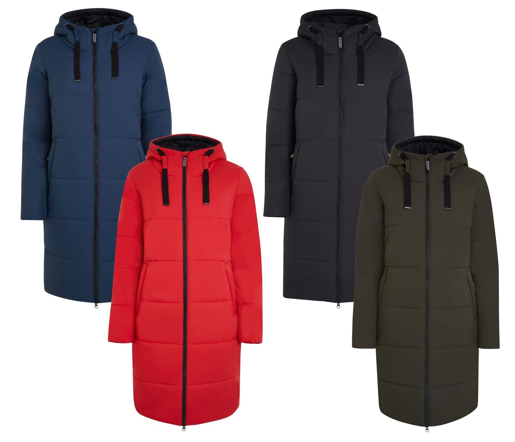 Elkline 2-Wege-Reißverschluss Mantel, darkblue Comfort langer leichter Winterjacke
