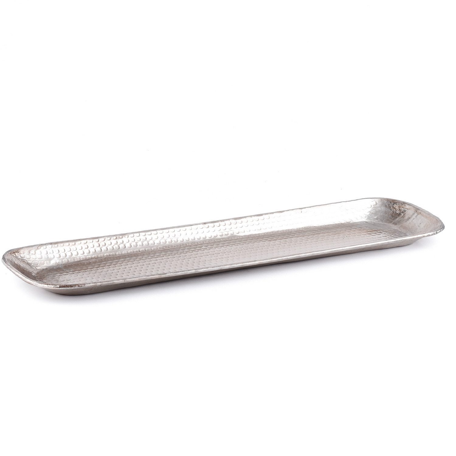Marrakesch Orient & Mediterran Interior Dekotablett Orientalische Deko Serviertablett Hedye aus Aluminium in Silber 58 cm (1 St), Handarbeit