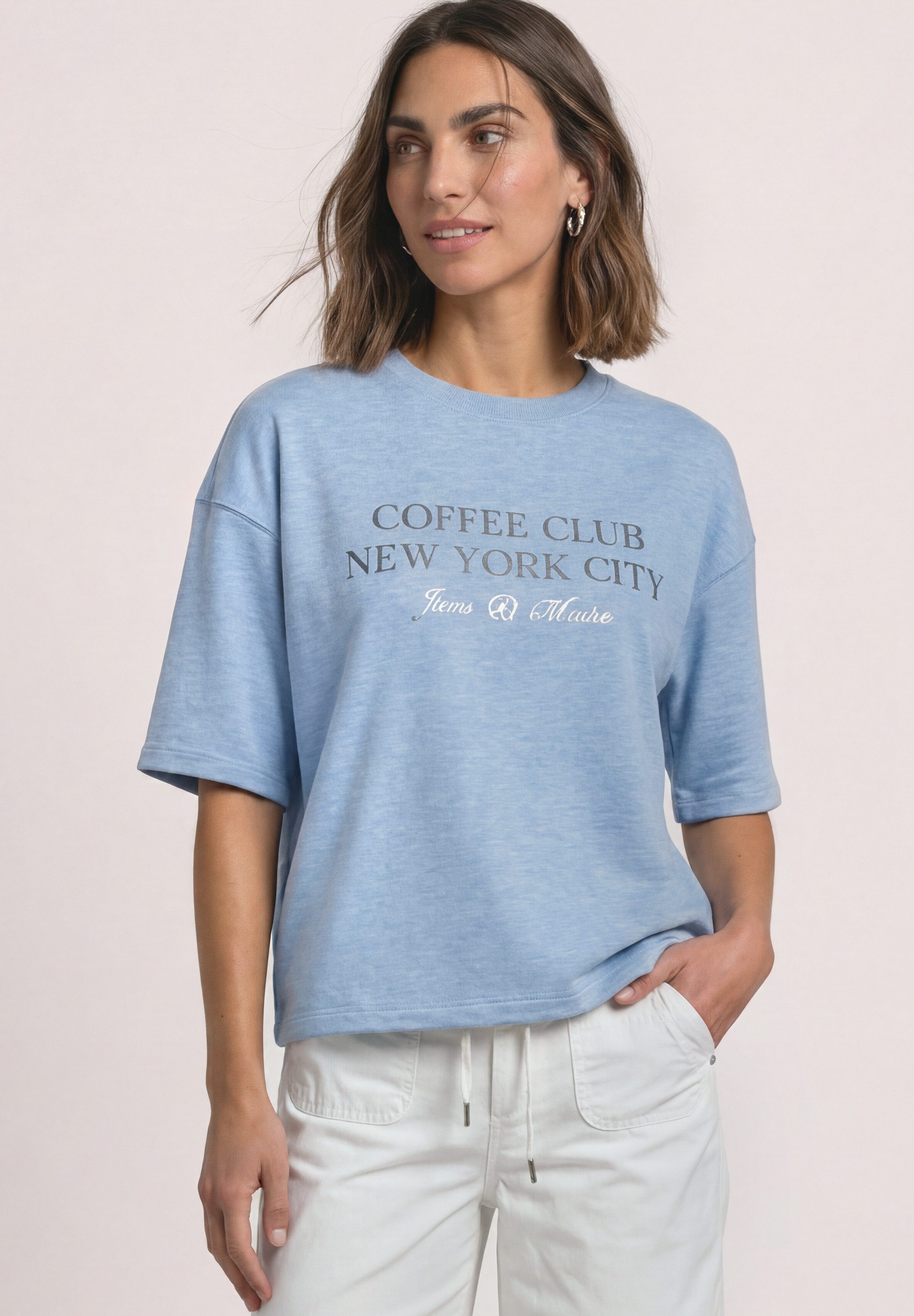 STREET ONE Sweater Kurzarm-Sweater mit Wording