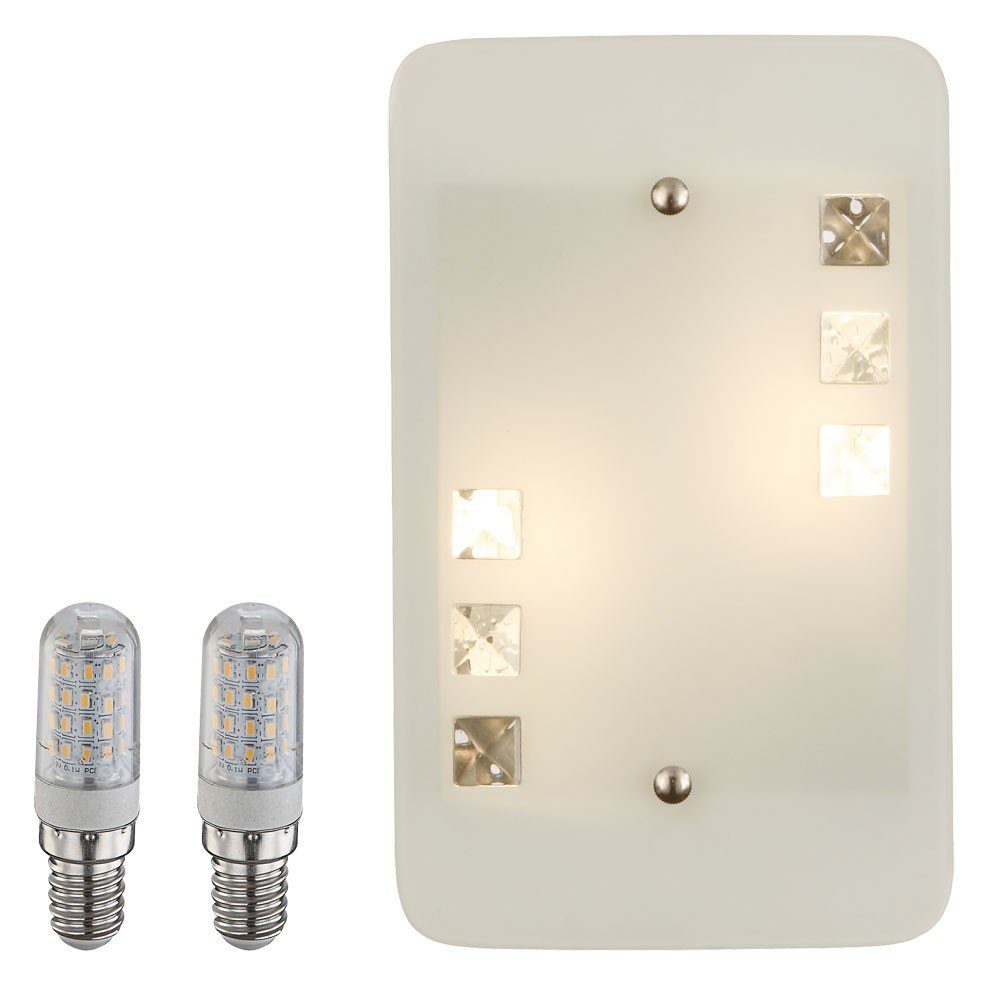 LED Metall Leuchtmittel Wand Glas 6 Watt Warmweiß, inklusive, Leuchte Wandleuchte, LED Design Beleuchtung Lampe etc-shop