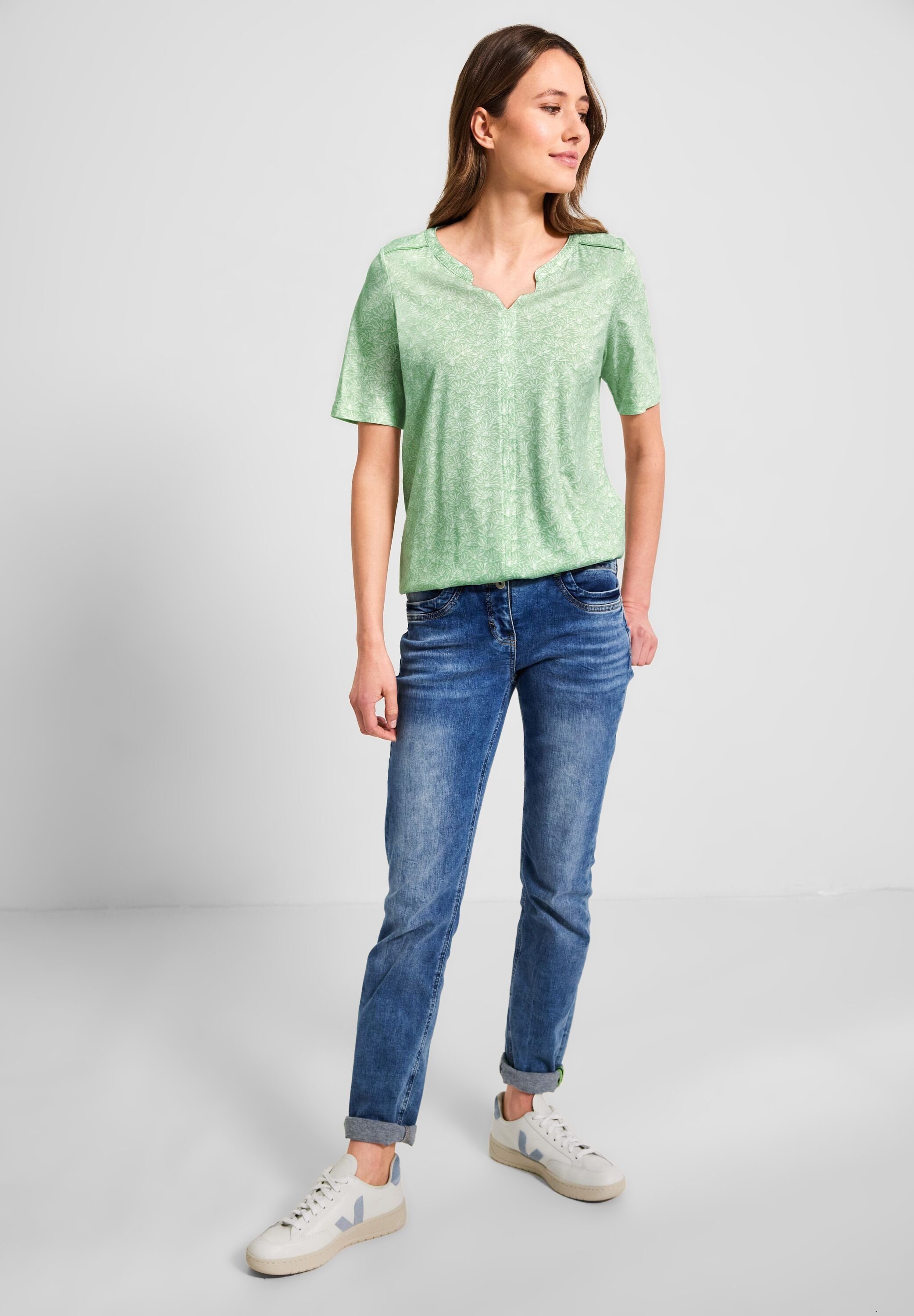 Cecil Tunikashirt mit Elastiksaum fresh salvia green