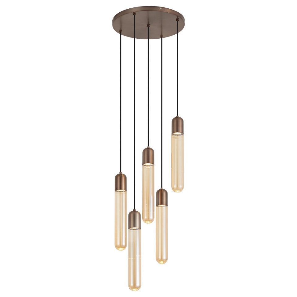 Qazqa Pendelleuchte Walcott, ohne Leuchtmittel, Kaltweiß, QAZQA Hängeleuchte, gu10, Bronze, Stahl, Art Deco